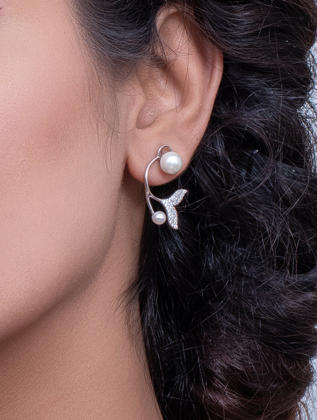 Pearl Cascade Zircon & Pearl Drop Earrings