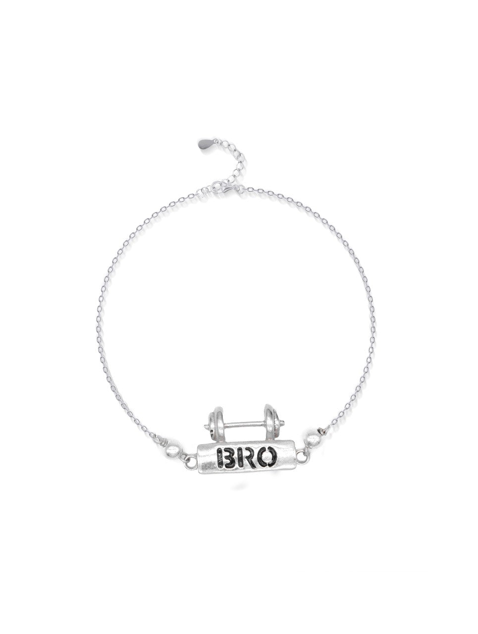 Dumbbell "BRO" Silver  Rakhi