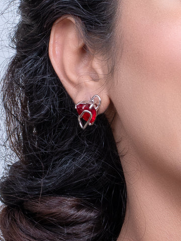 Ruby Romance Red Heart Earrings