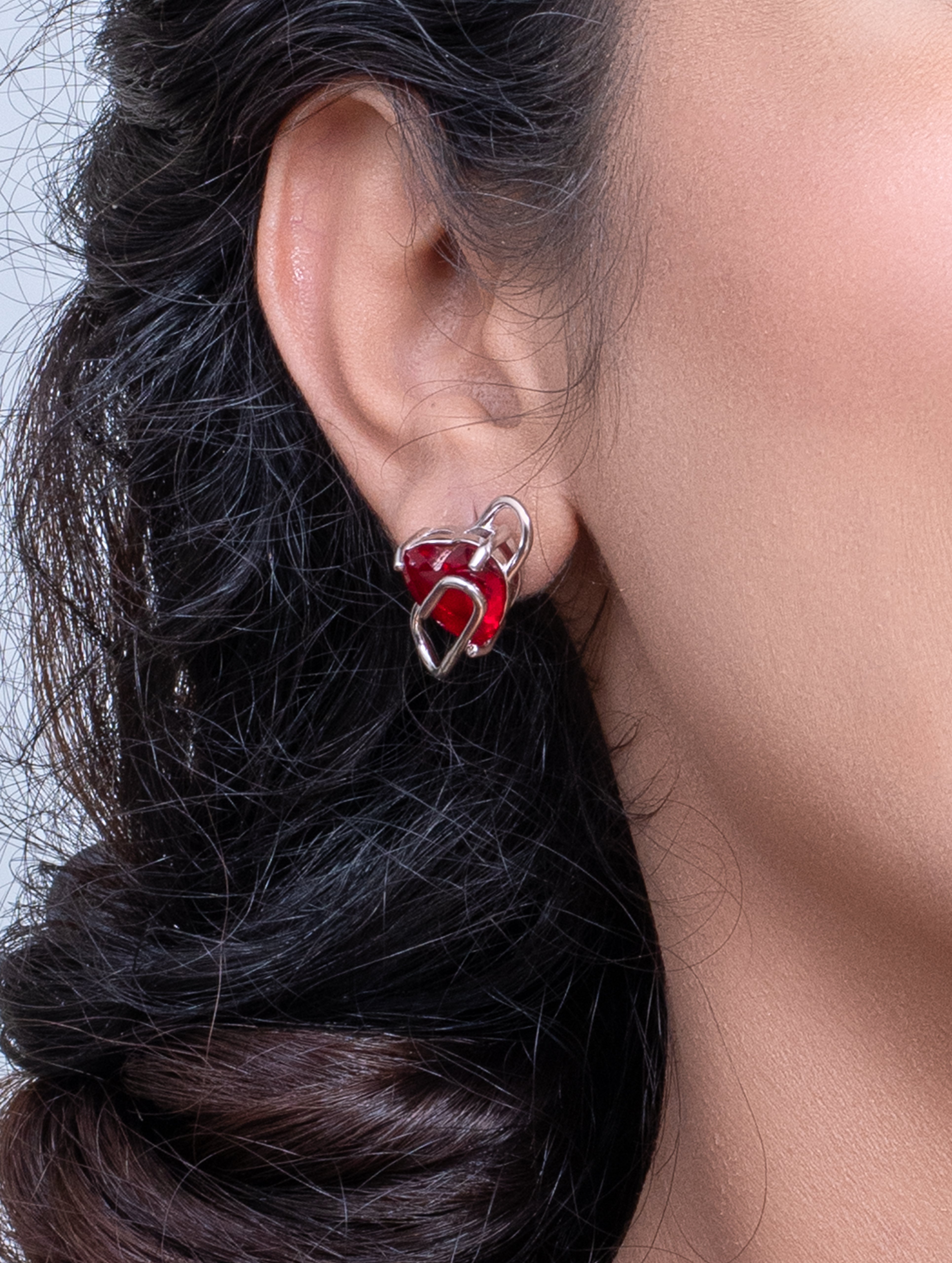 Ruby Romance Red Heart Earrings