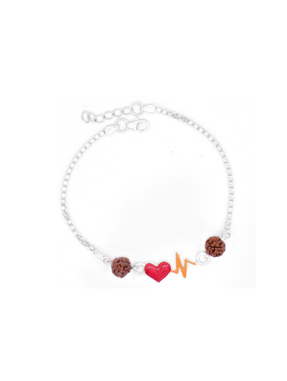Heartbeat Rudraksha Silver Rakhi