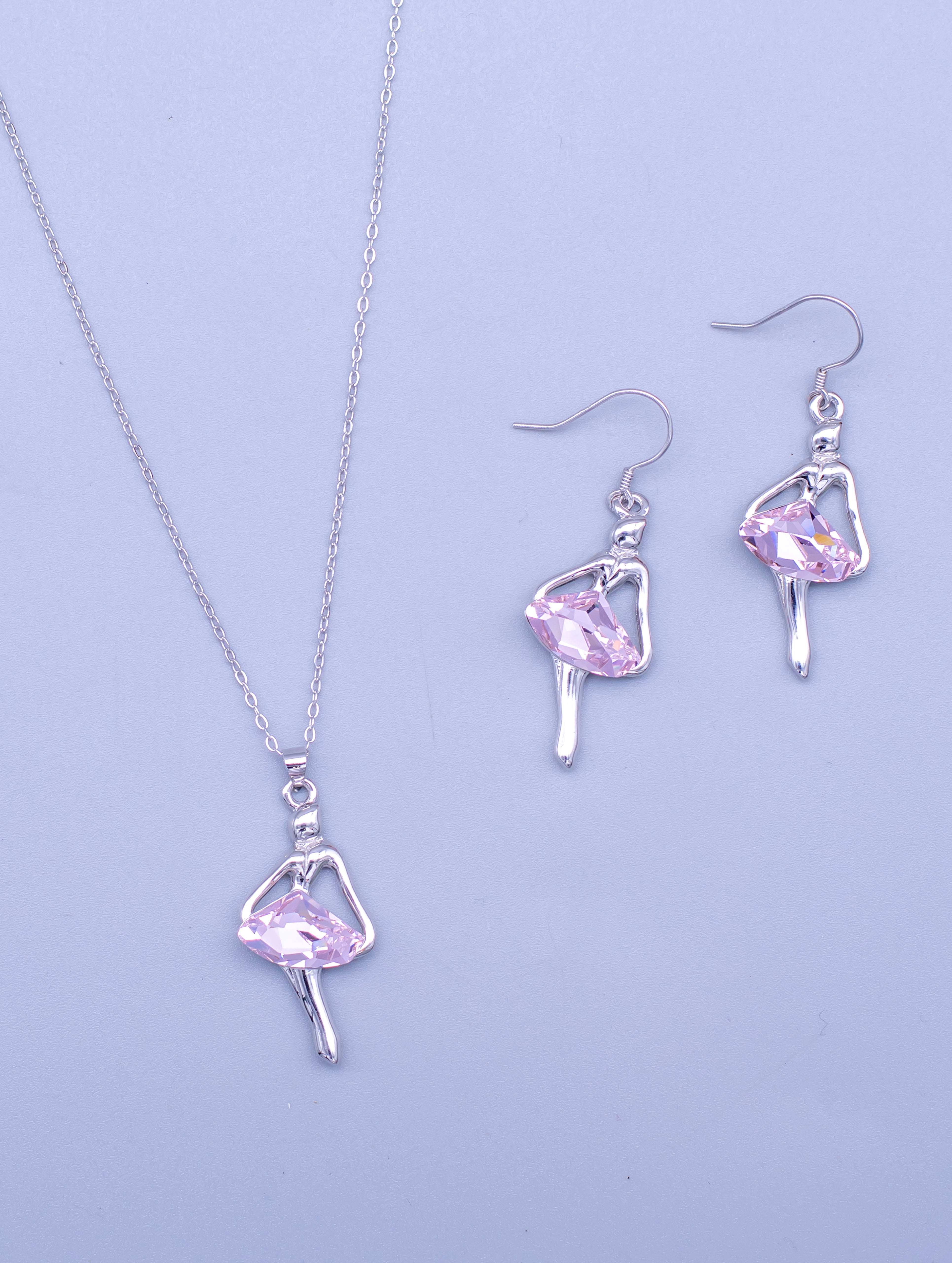 Pink Doll Pendant Necklace Set