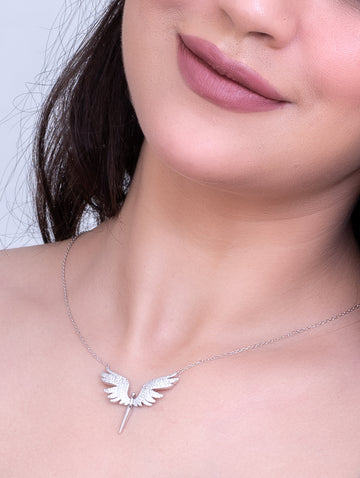 Angel Charm Silver Zircon Necklace