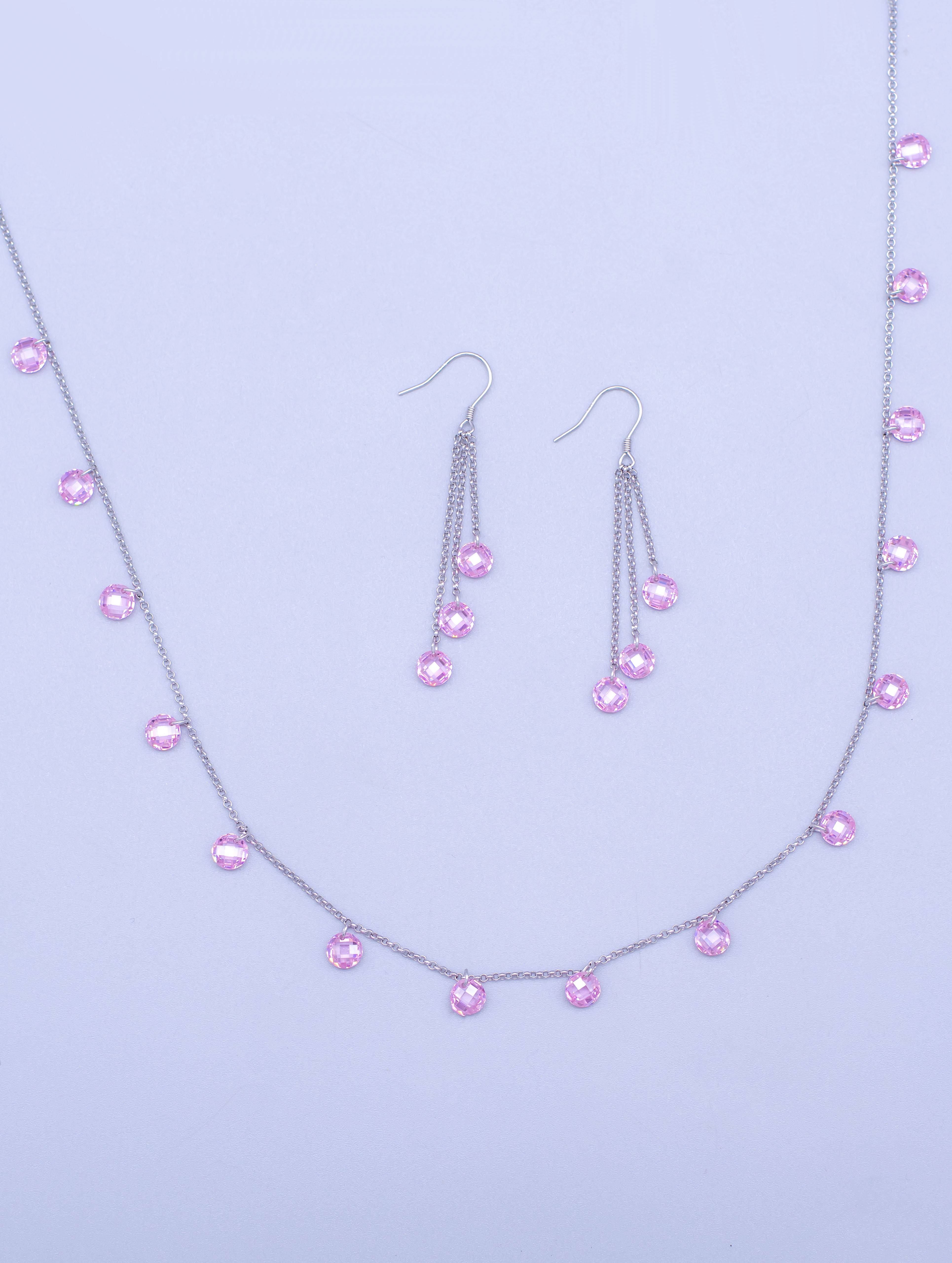 Silver Queen Charm Chain & Earrings Set