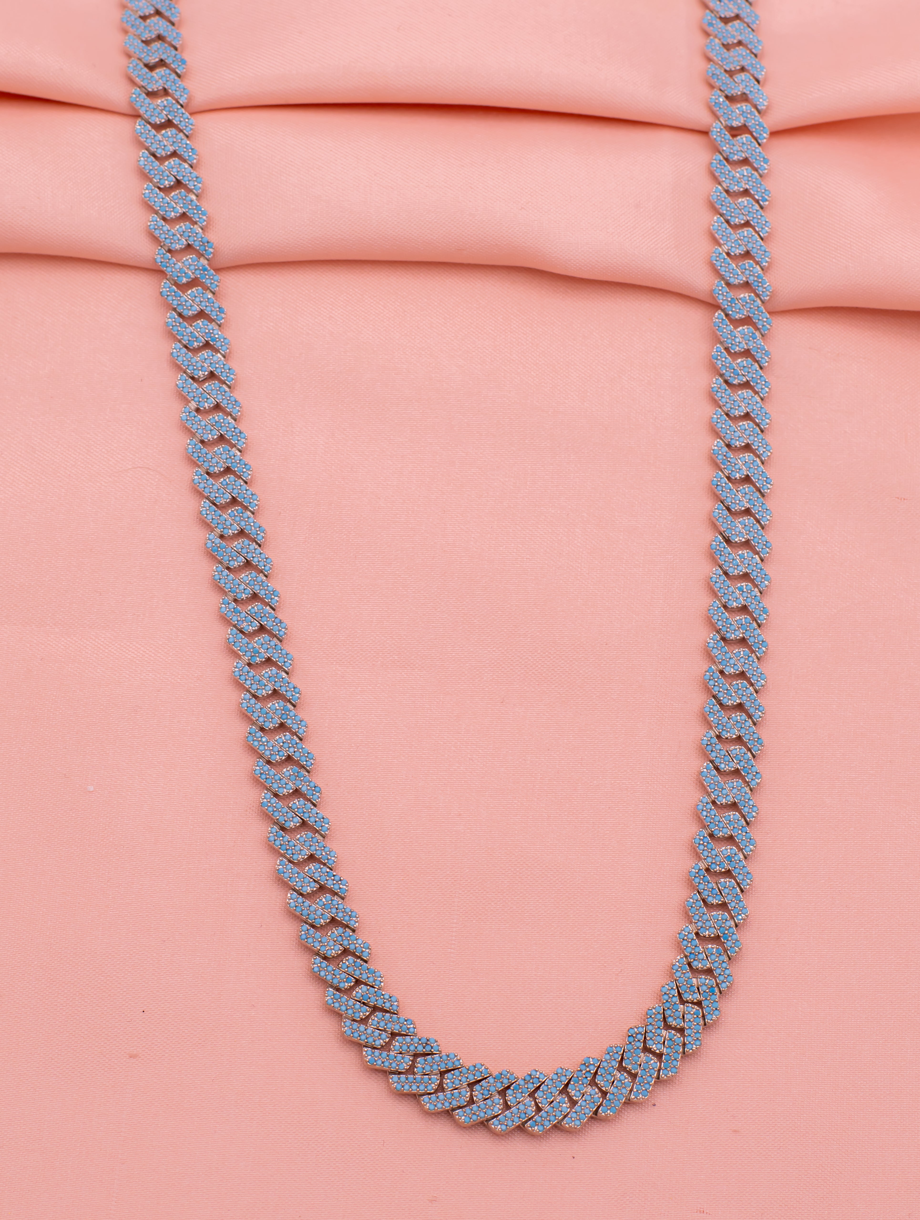 Blue Stone Cuban Link Gents Chain