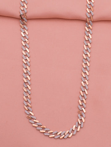 Two-Tone Rose Gold & Silver Gents Chain with Swarovski Zircon