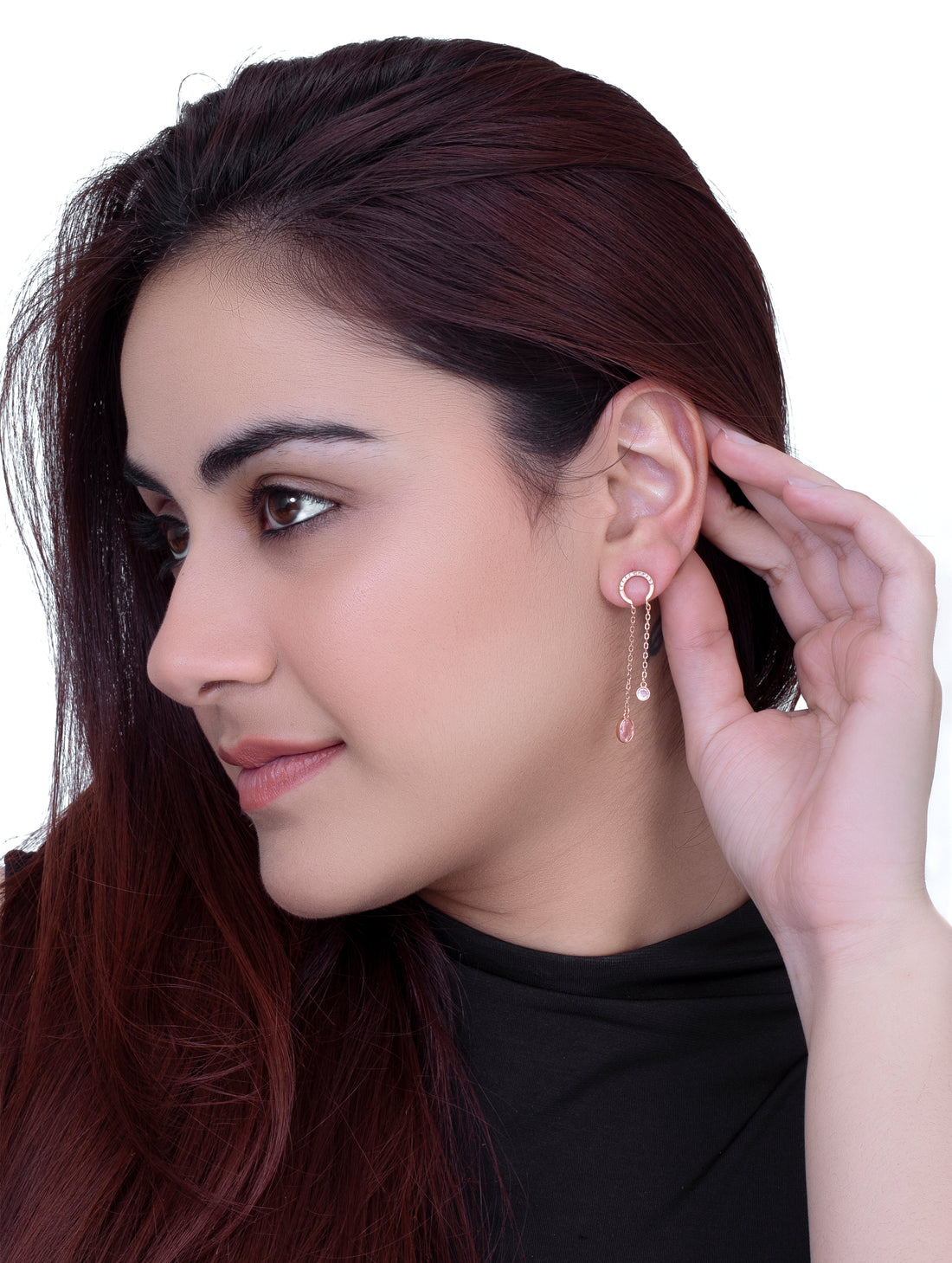 Pink Oval Stone Dangling Earrings