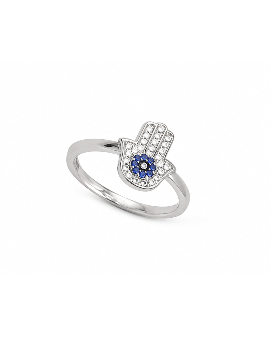 Pave Hamsa Hand Evil Eye Stacking Ring