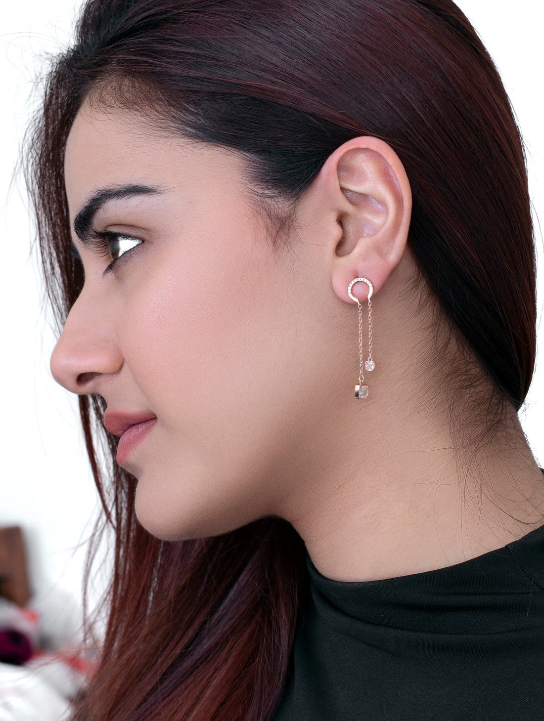 White Heart Stone Dangling Earrings