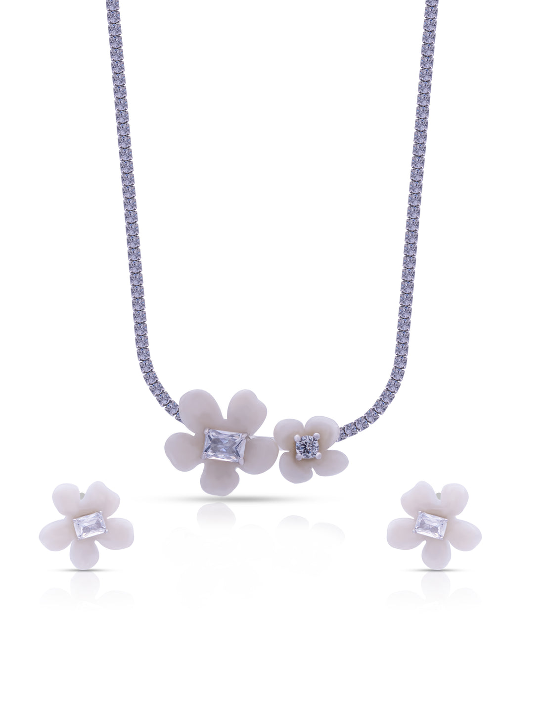 Floral Pendant Chain with Earrings