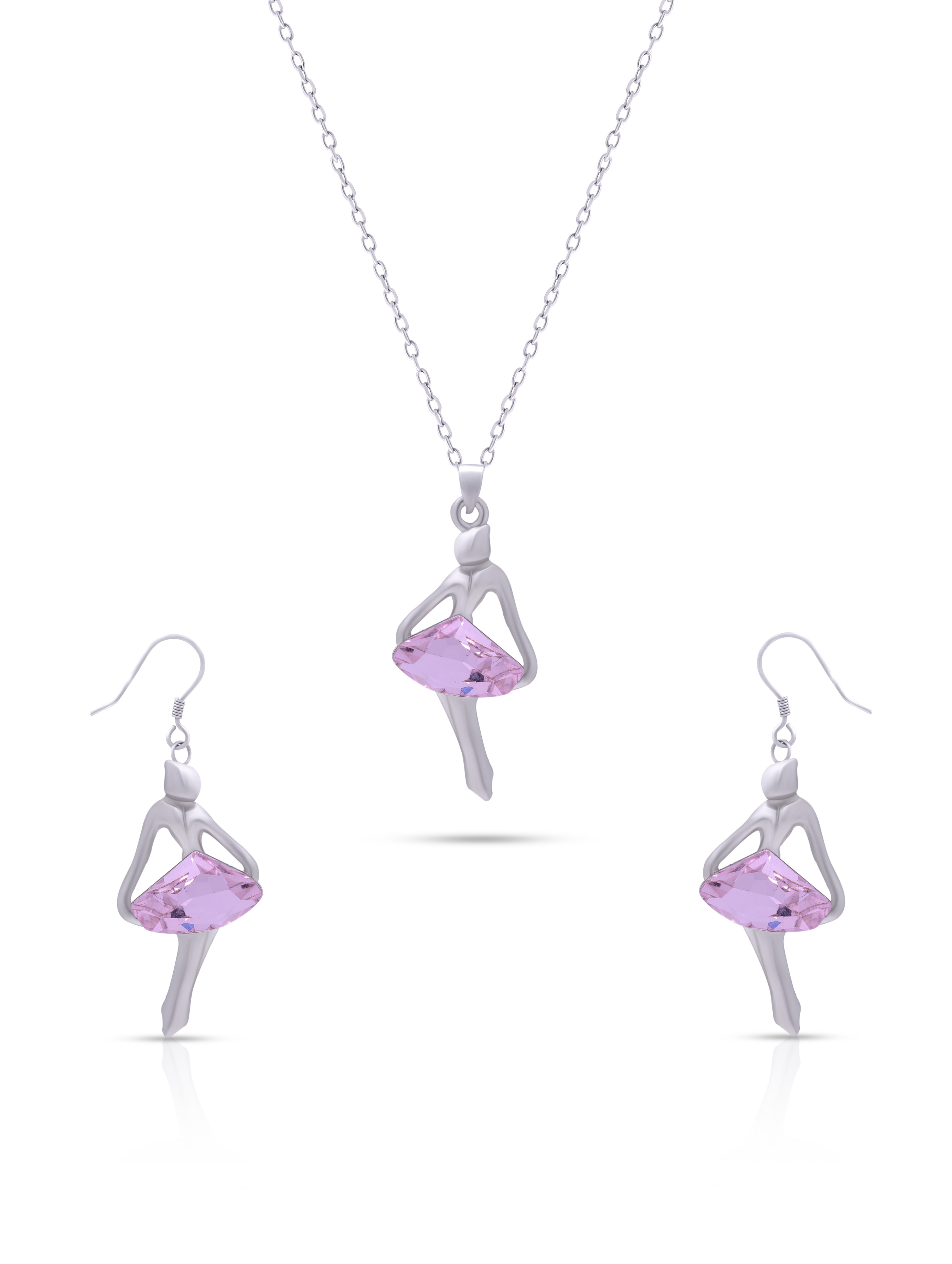 Pink Doll Pendant Necklace Set
