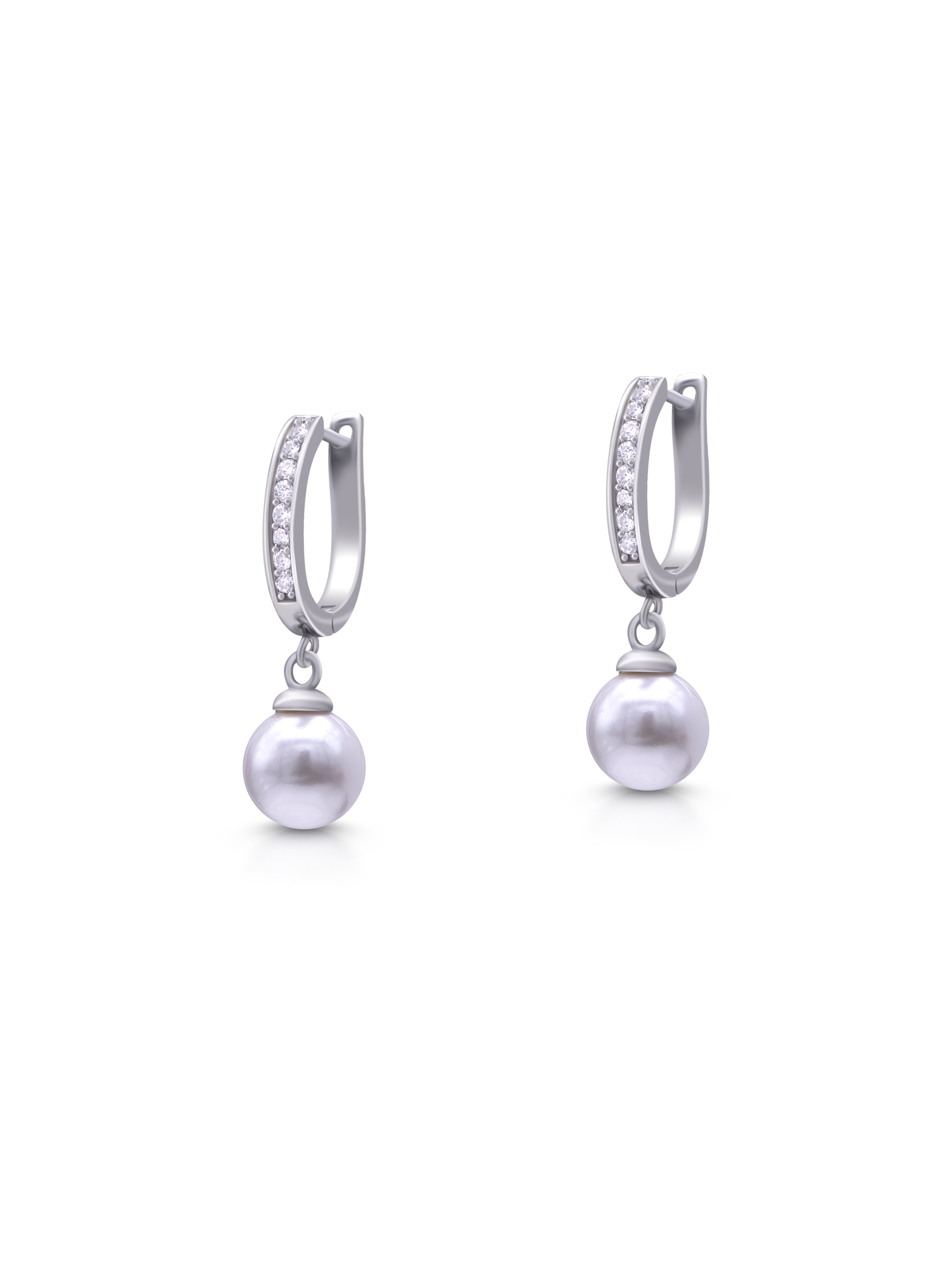 Pearl Drop Hoop Earrings