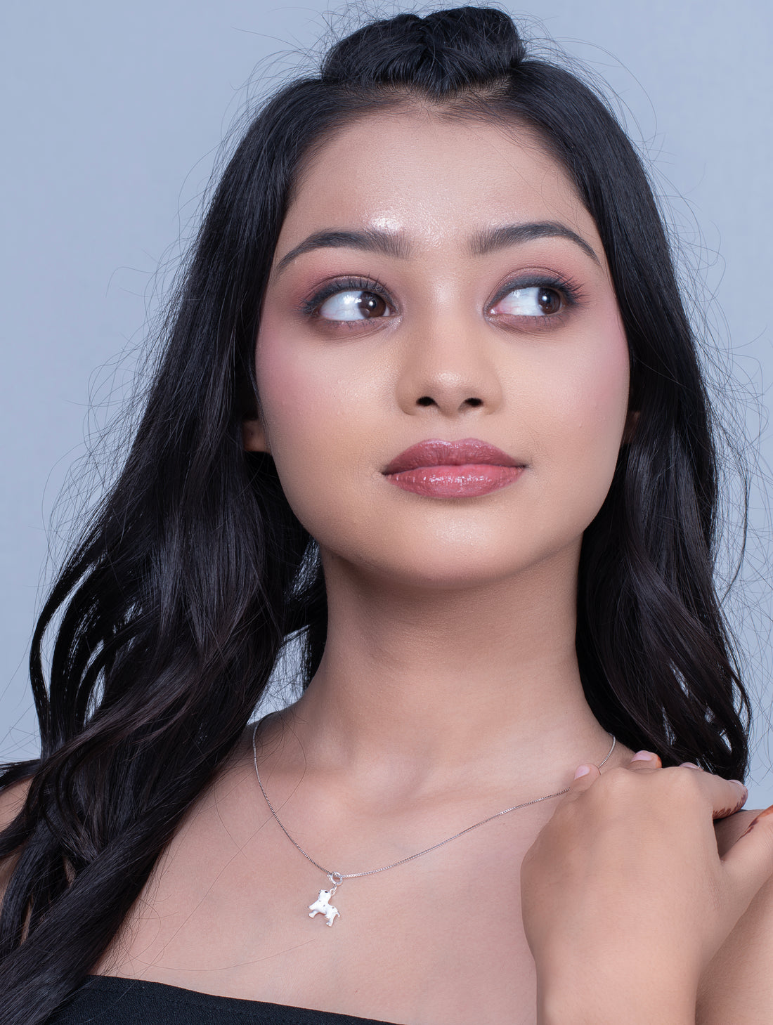 White Enamel Unicorn Silver Pendant