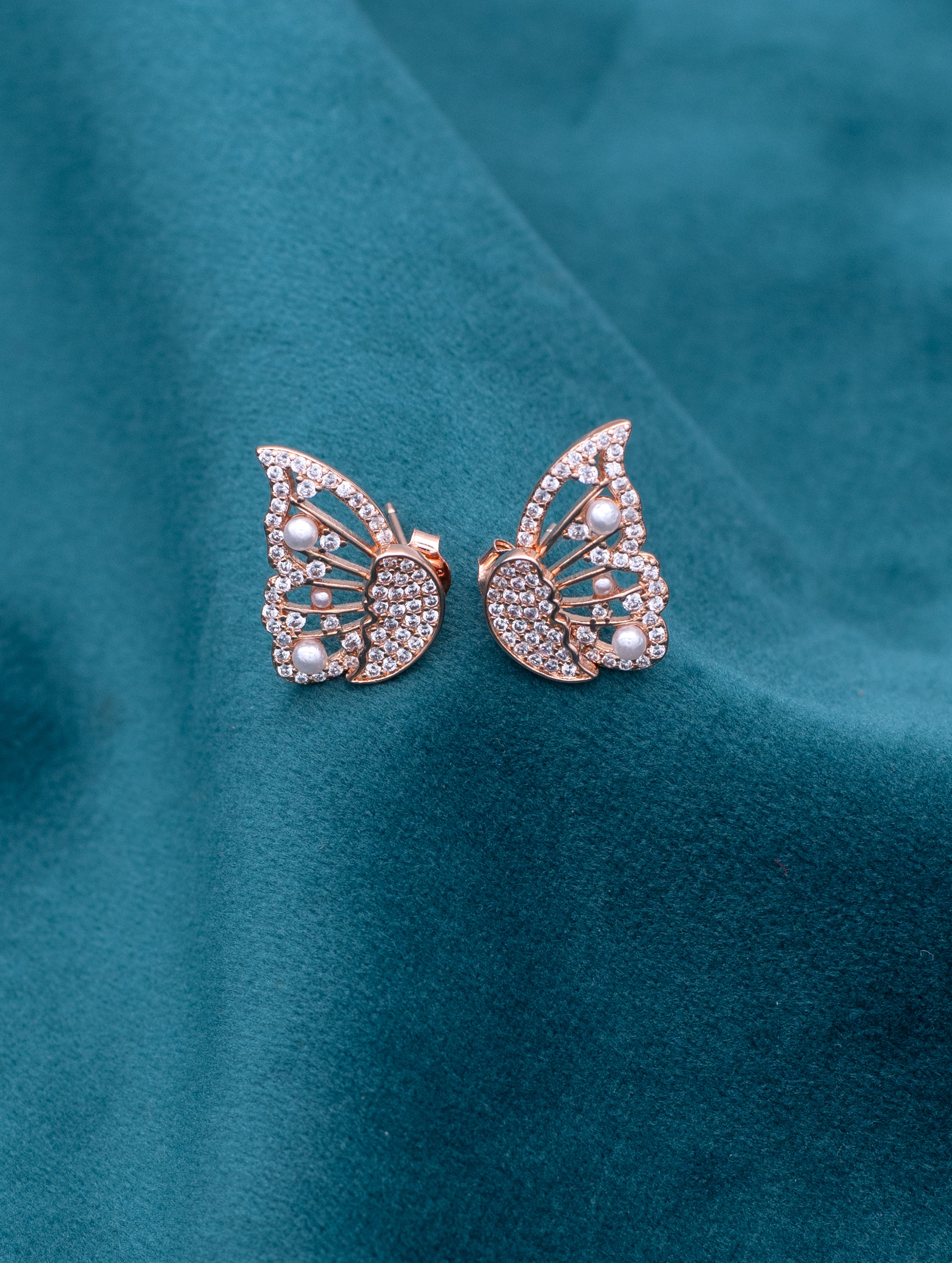 Tiny Flutter Swarovski Zircon & Pearl Earrings