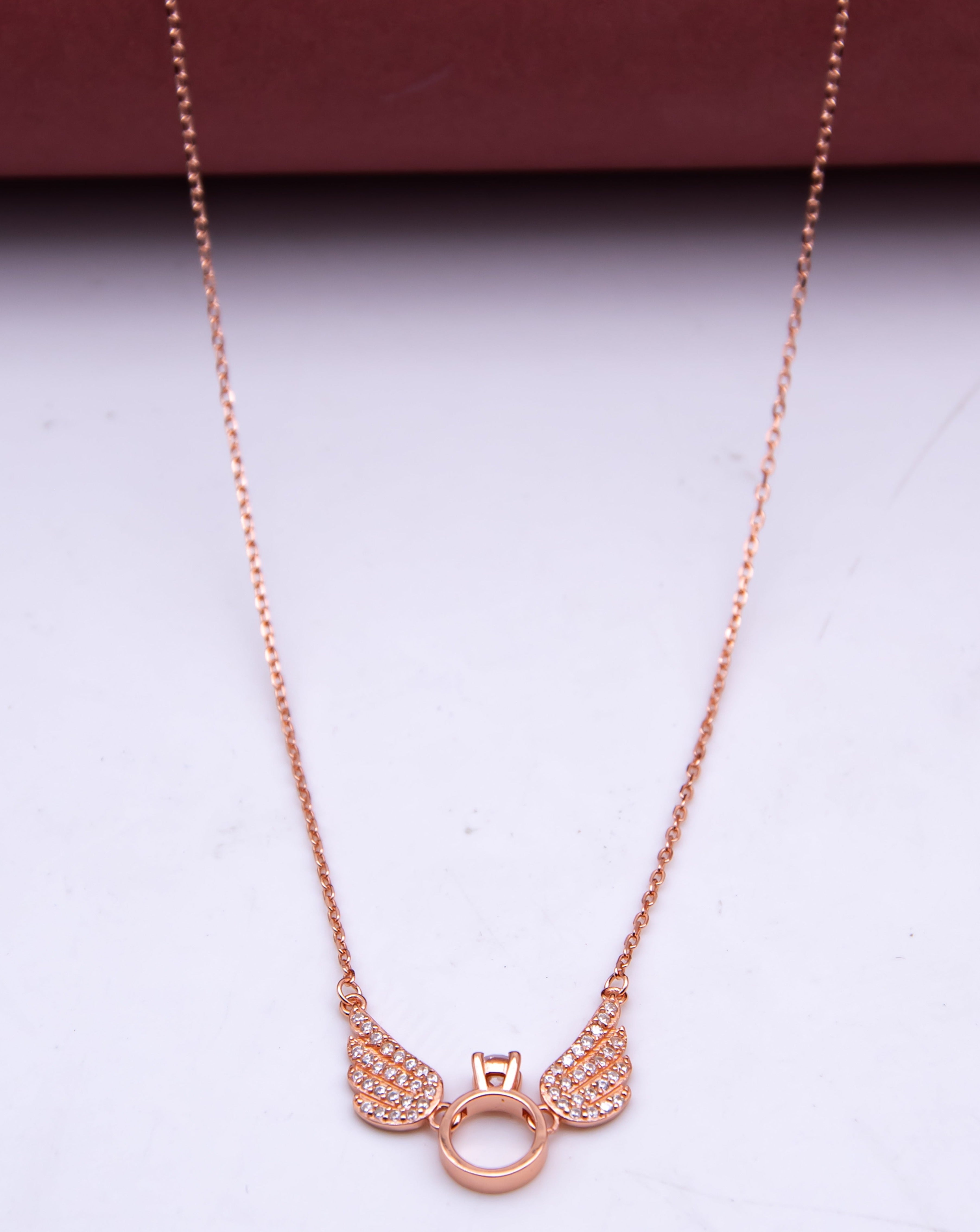 Solitaire Wing Charm Silver Necklace
