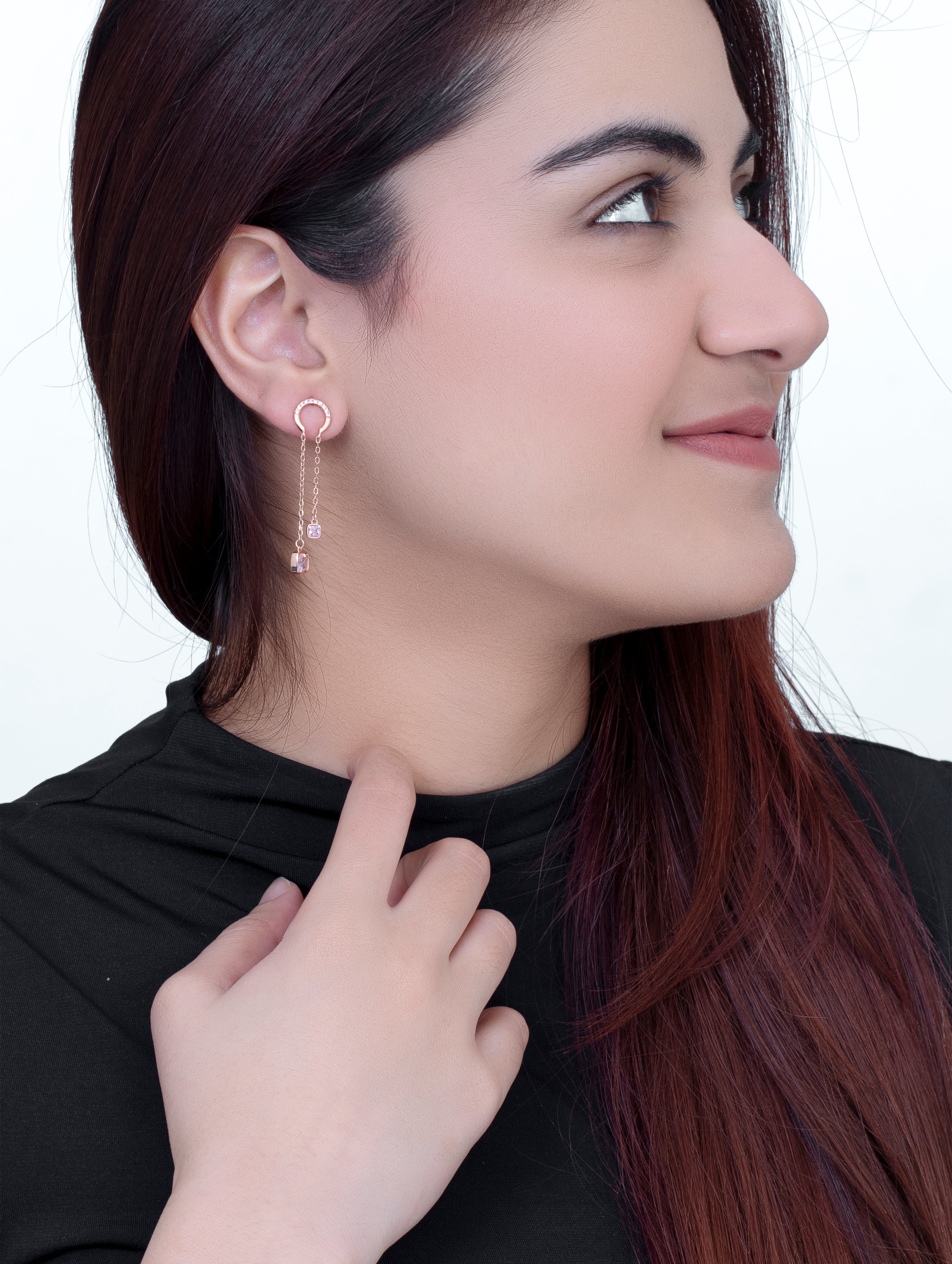 White Square Stone Dangling Earrings