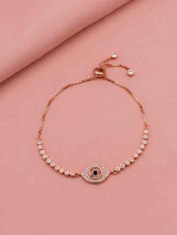 Rose Gold Evil Eye Adjustable Bracelet