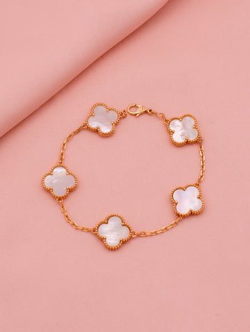 Gold-Tone Four-Leaf Clover Adjustable Bracelet