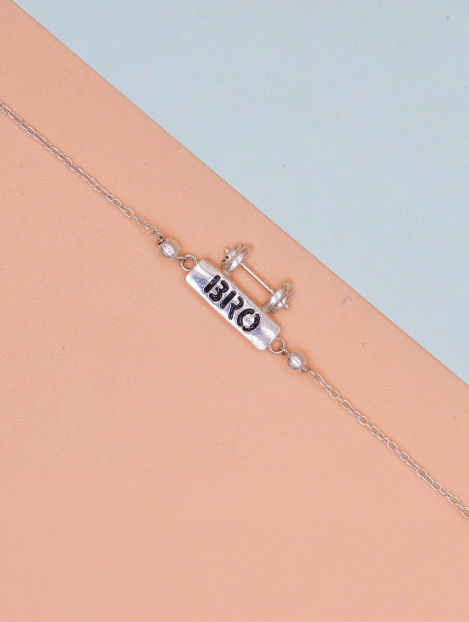 Dumbbell "BRO" Silver  Rakhi