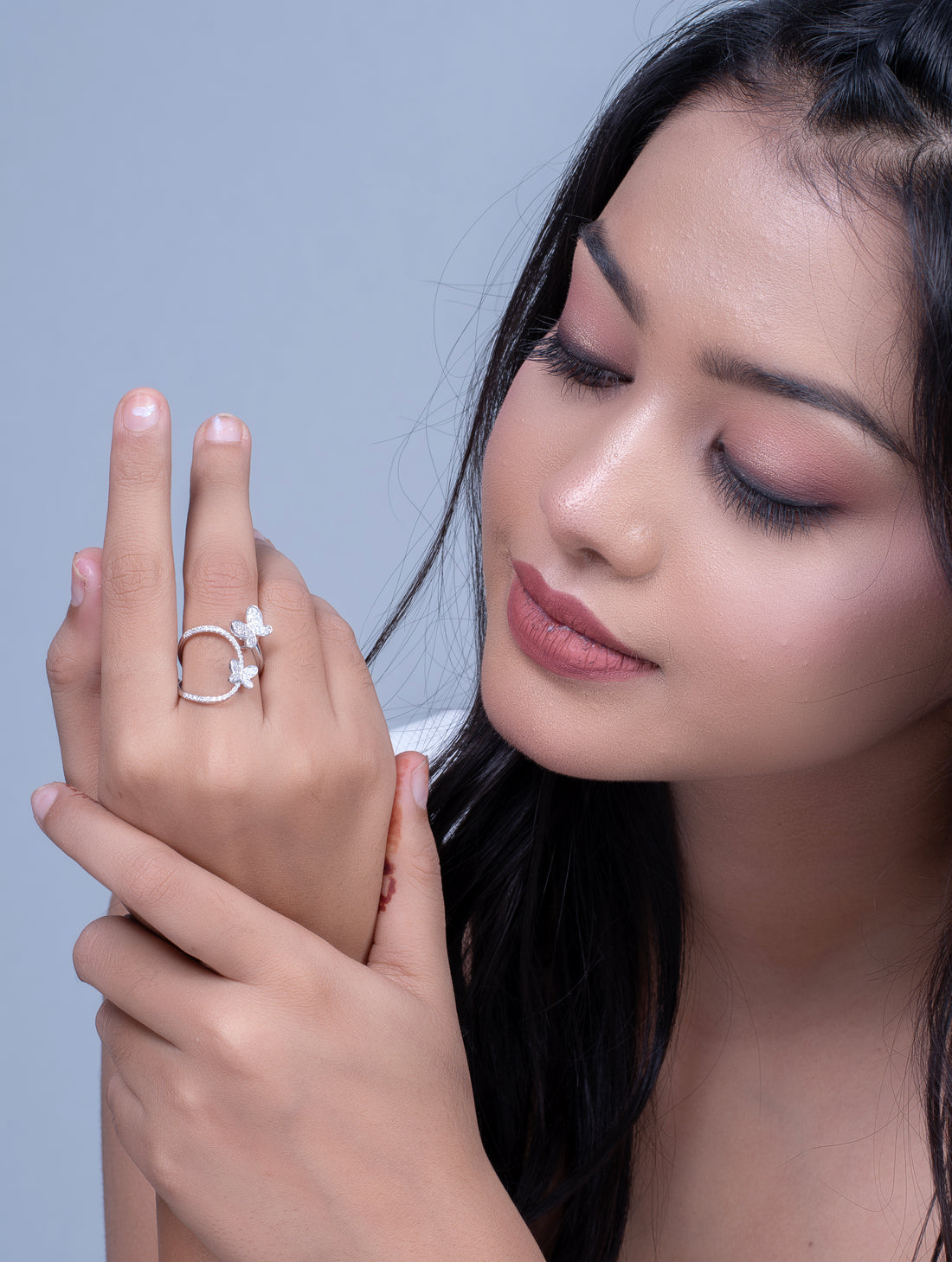 Open-Ended Butterfly Ring with White Swarovski Zircon