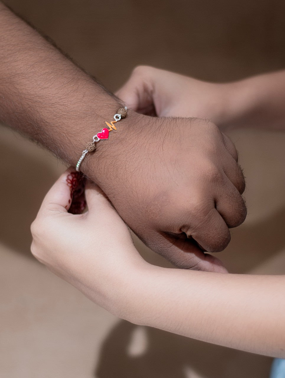 Heartbeat Rudraksha Silver Rakhi