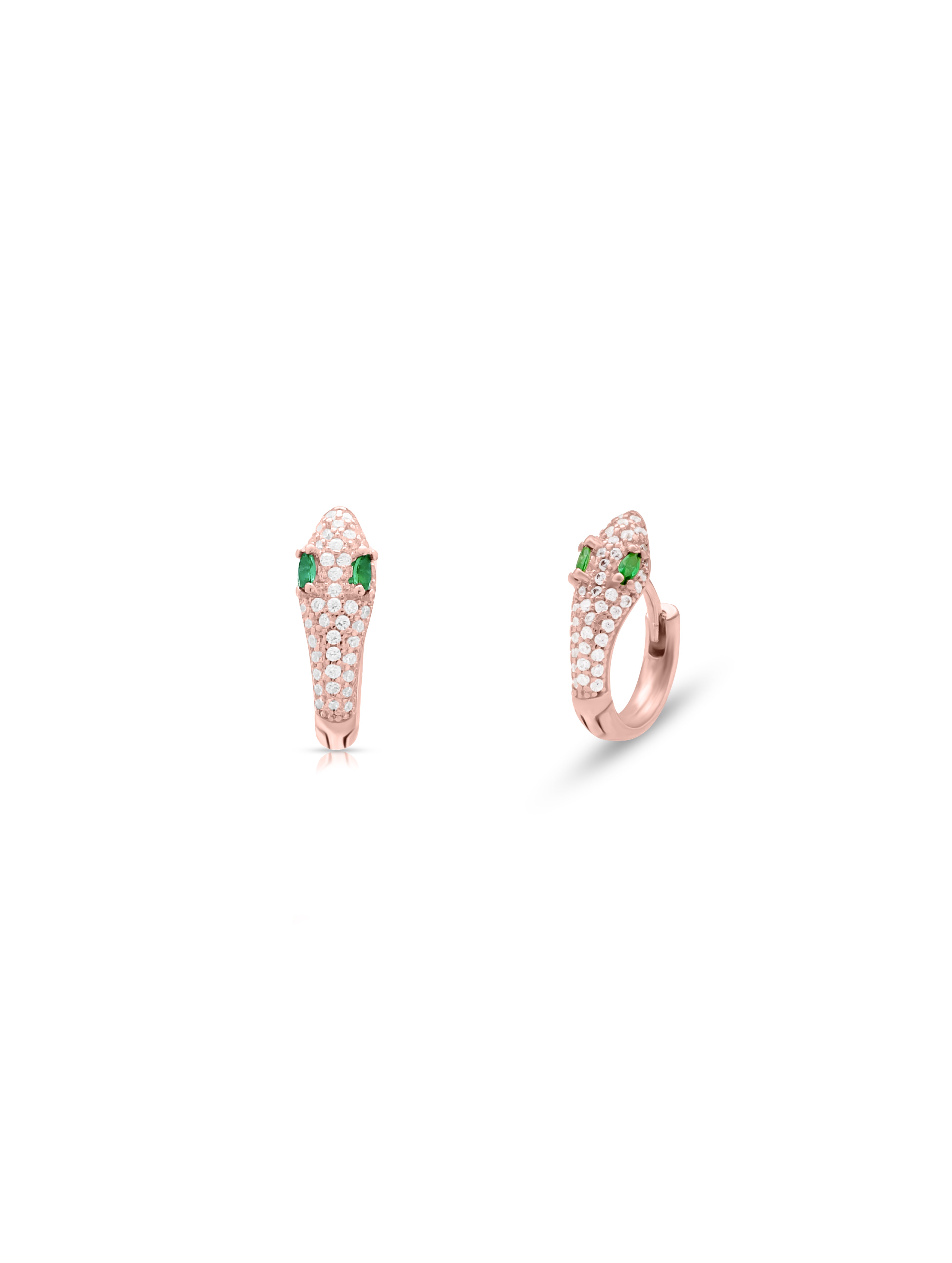 Rose Gold Green Gemstone Hoop Earrings