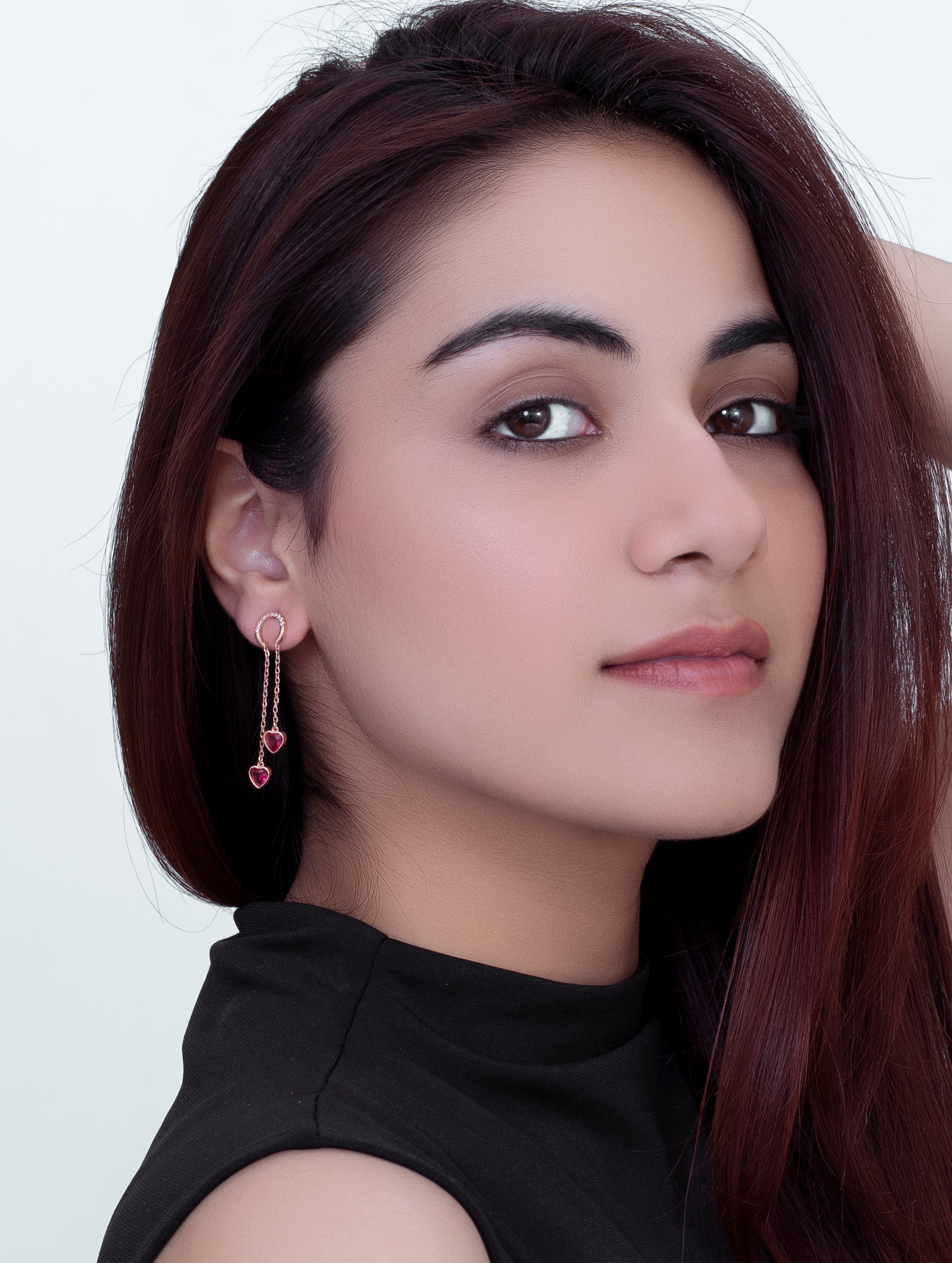 Sparkling Heart Drop Dangling Earrings