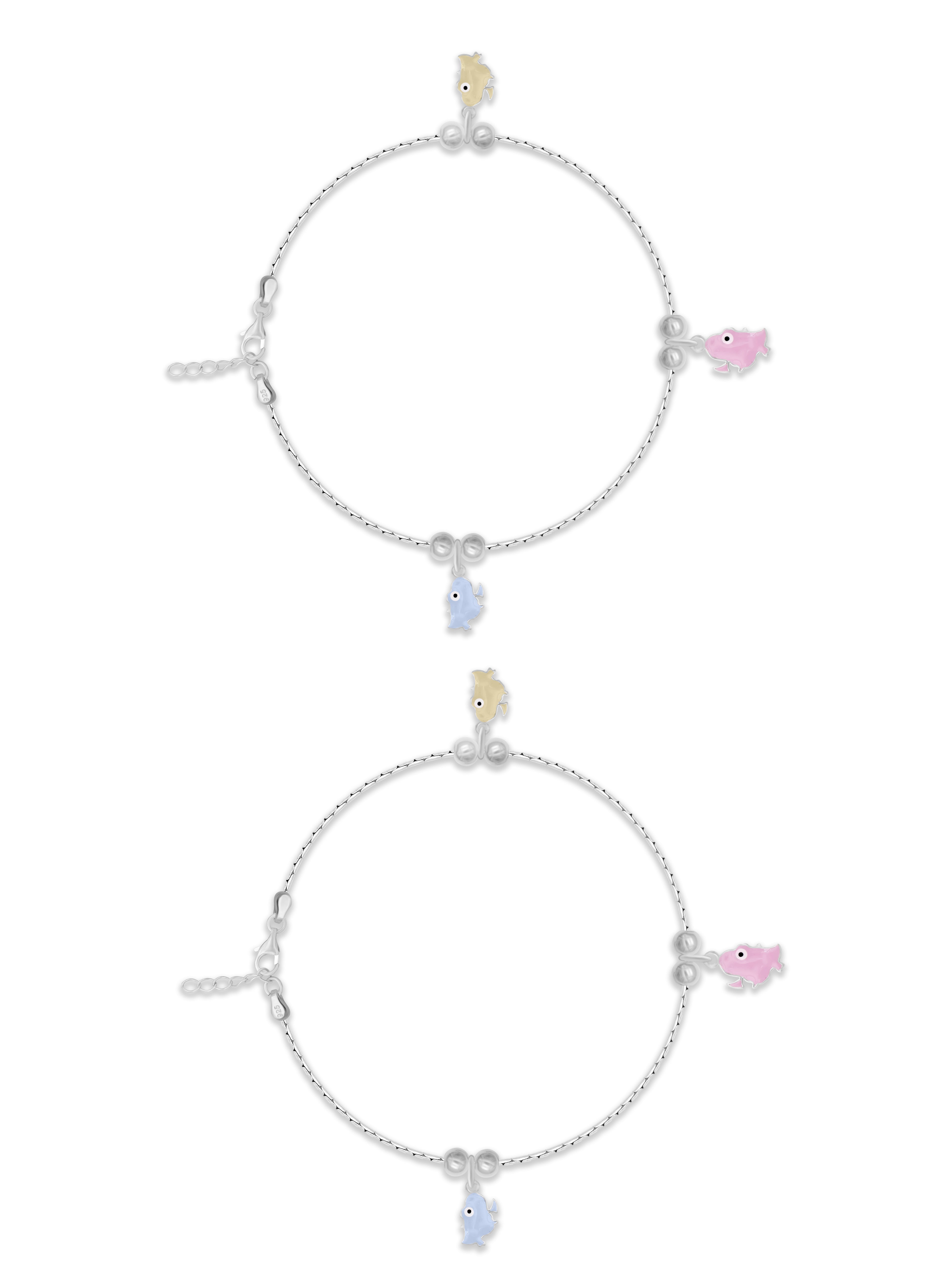 Pastel Birds Silver Anklet