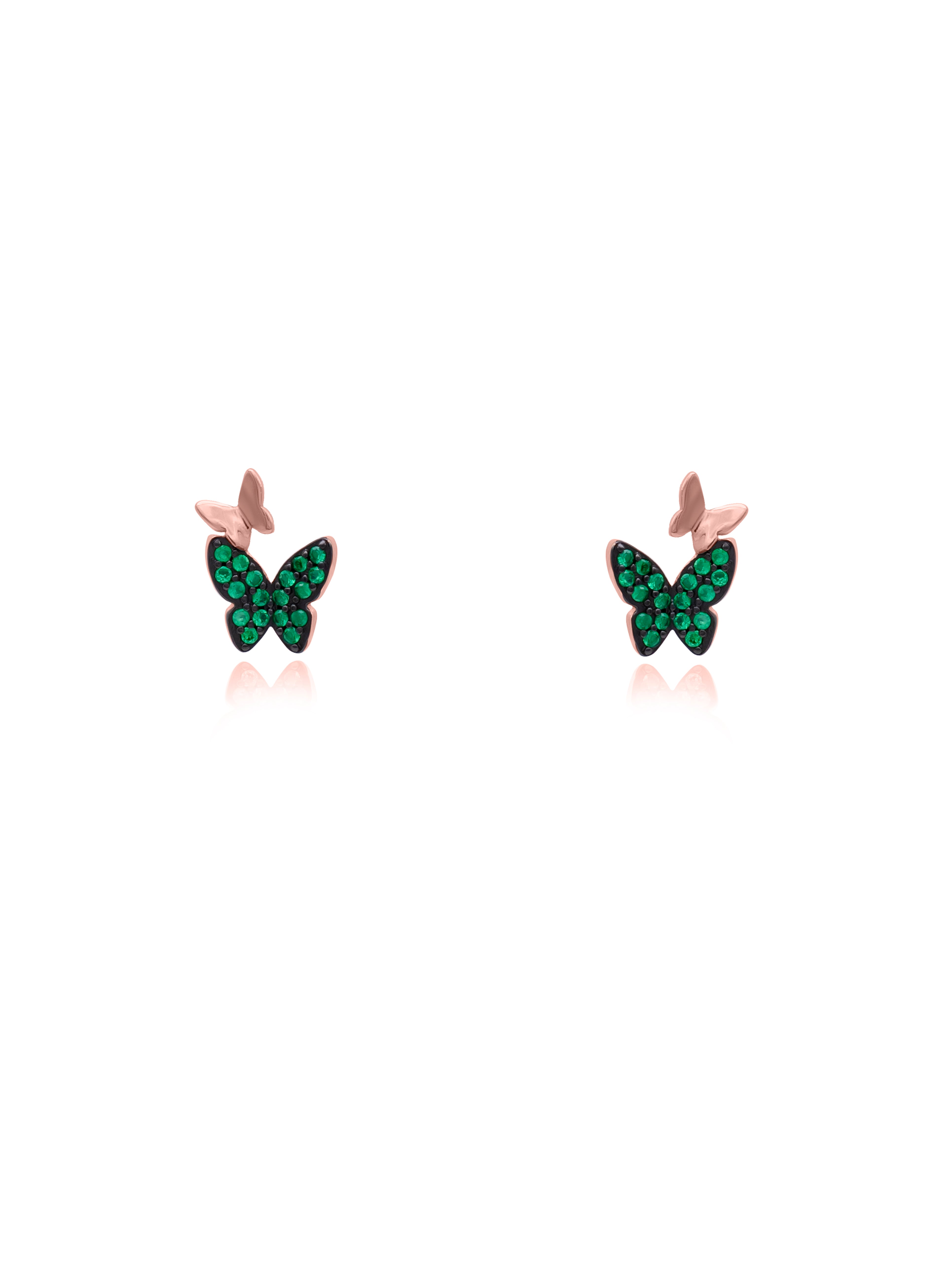 Rose Gold Green Butterfly Earrings