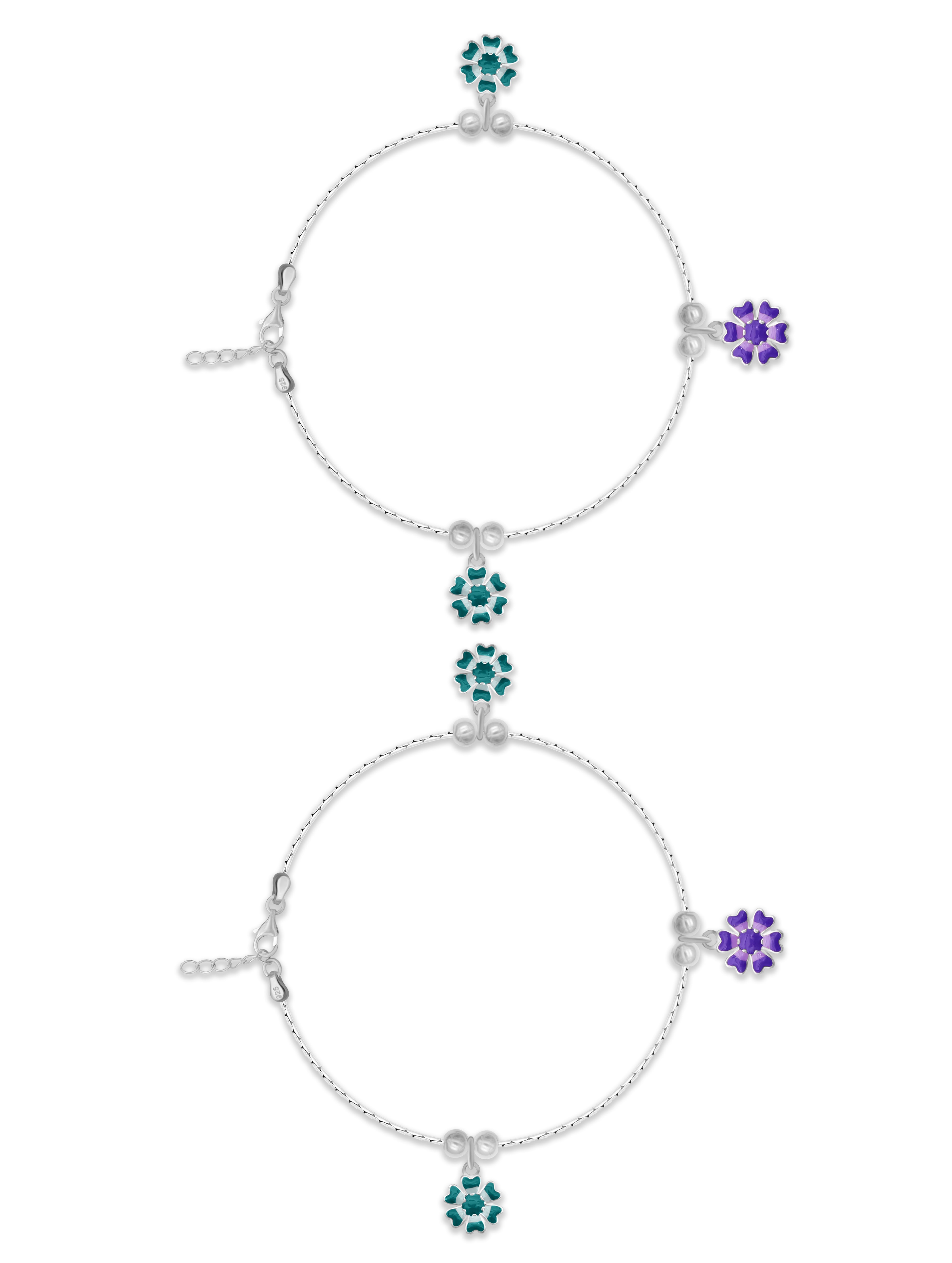 Bloom Charm Silver Anklet