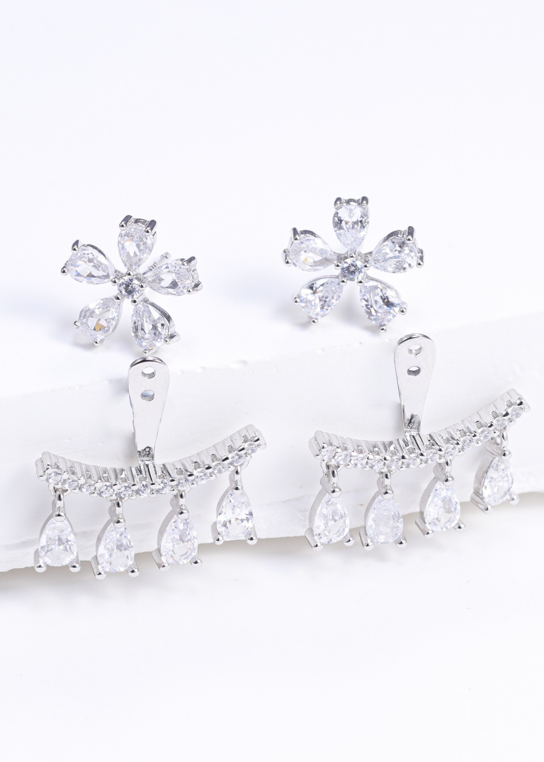 2 in 1 Flower Dangling Earrings