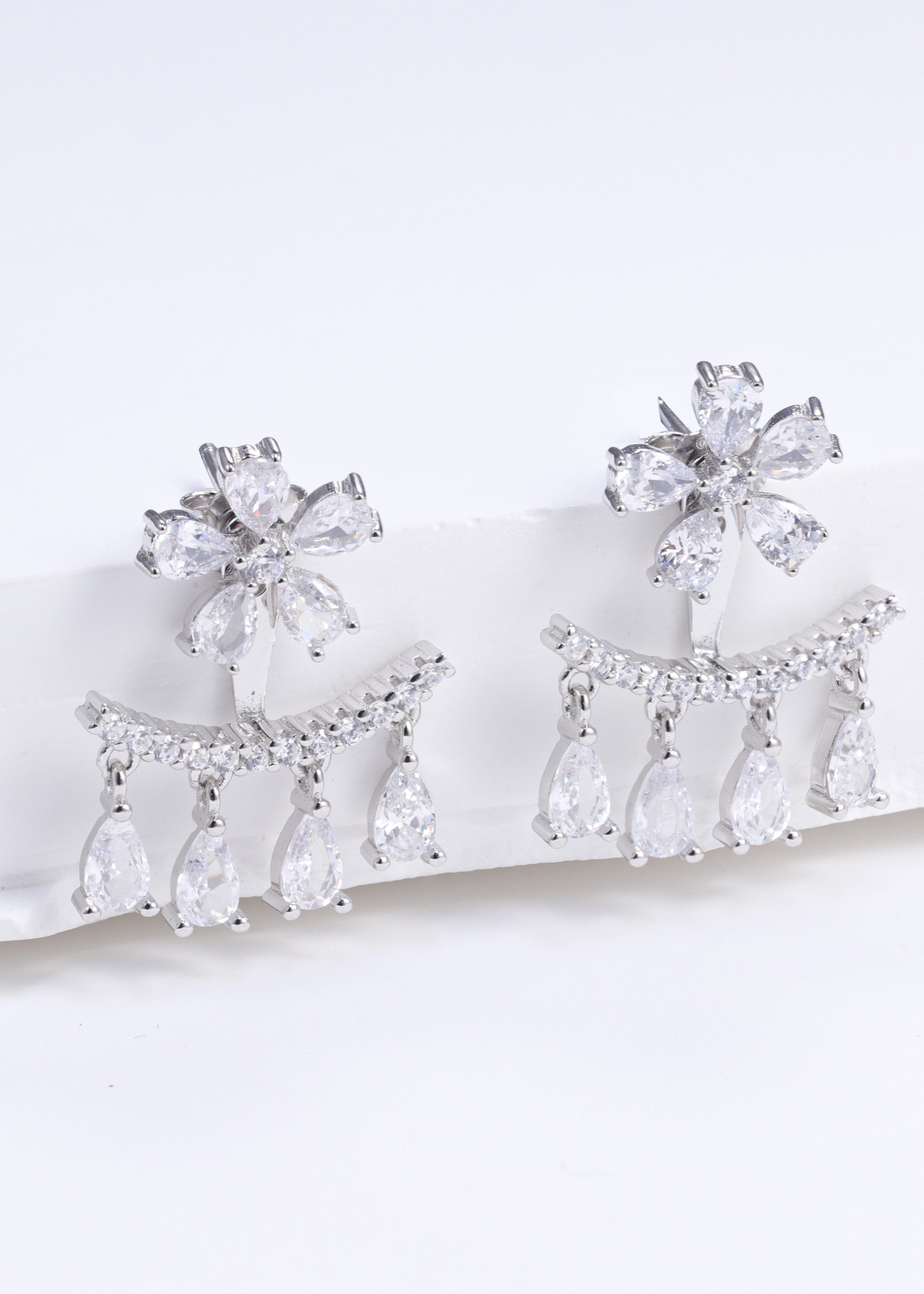 2 in 1 Flower Dangling Earrings