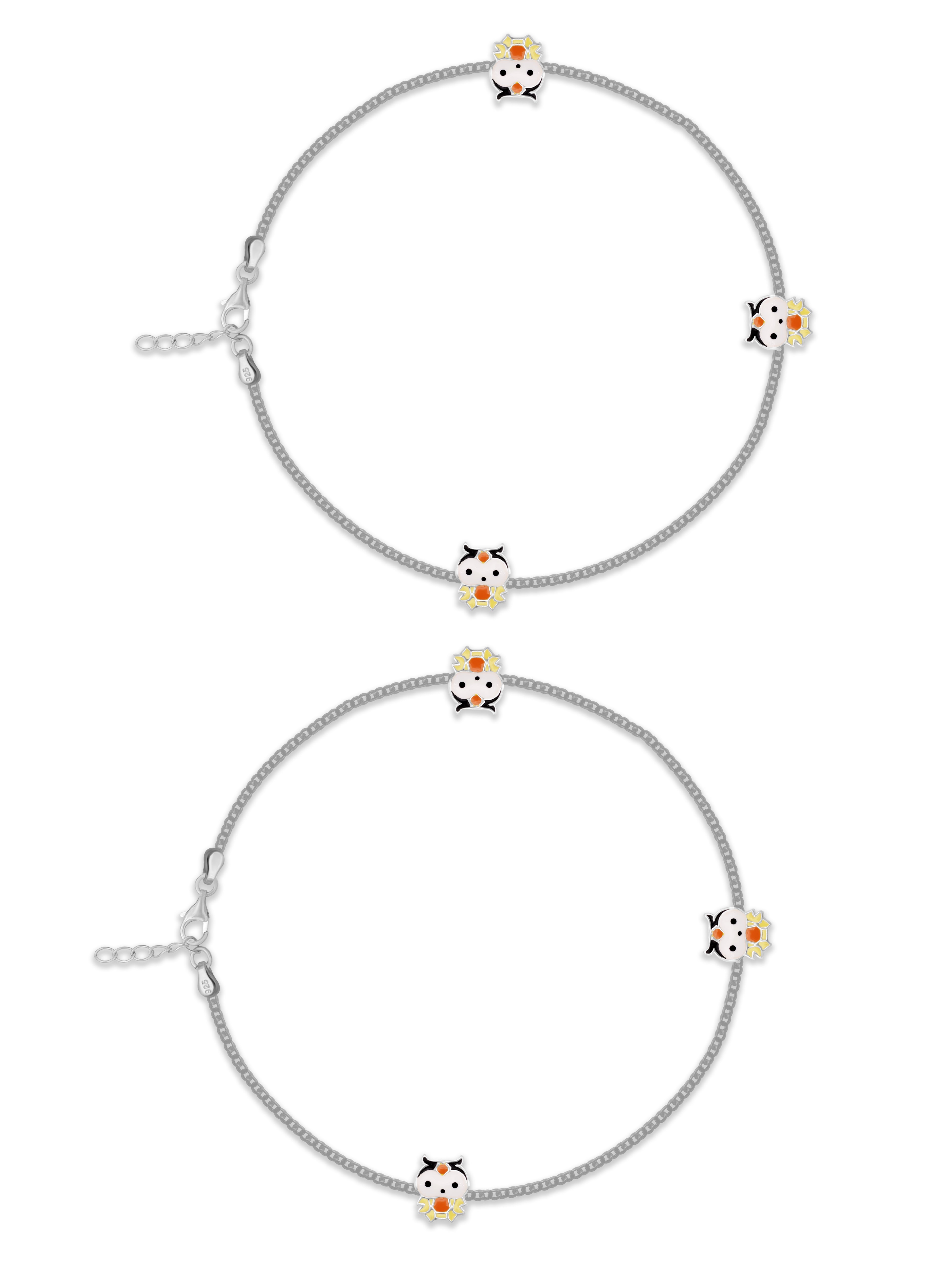 Teddy Moo Charm Silver Anklet