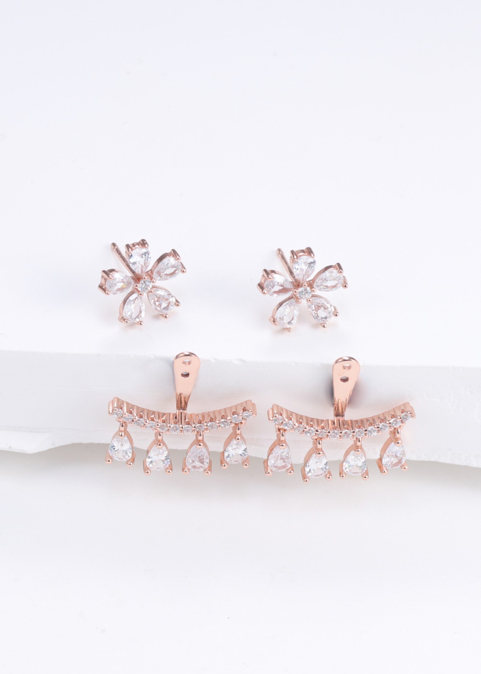 2 in 1 Flower Dangling Earrings