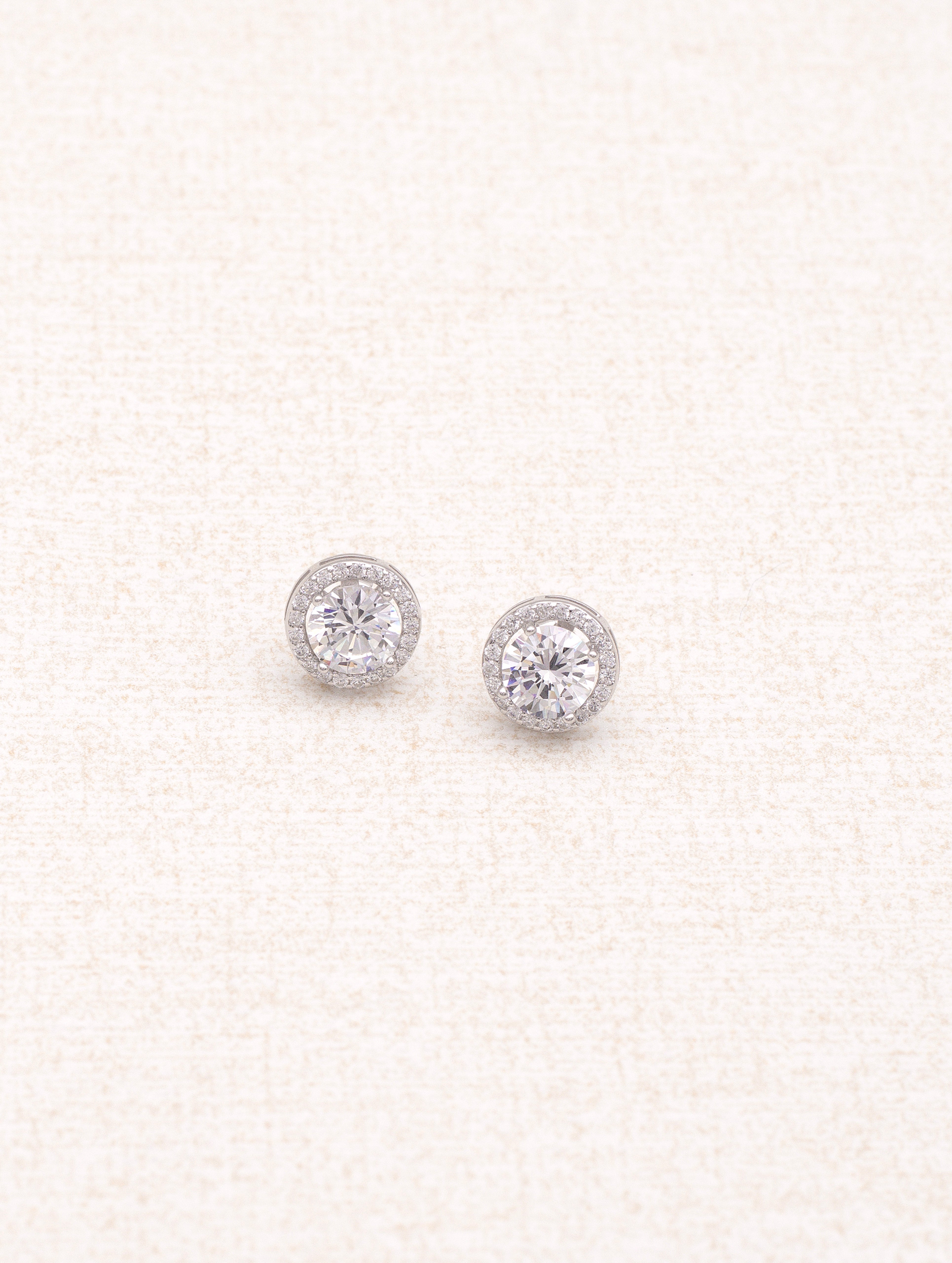 Solitaire Zircon Silver Earrings