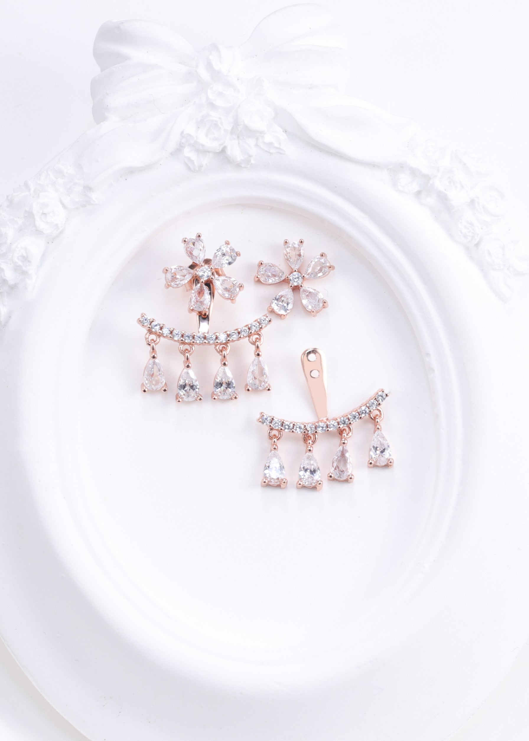 2 in 1 Flower Dangling Earrings
