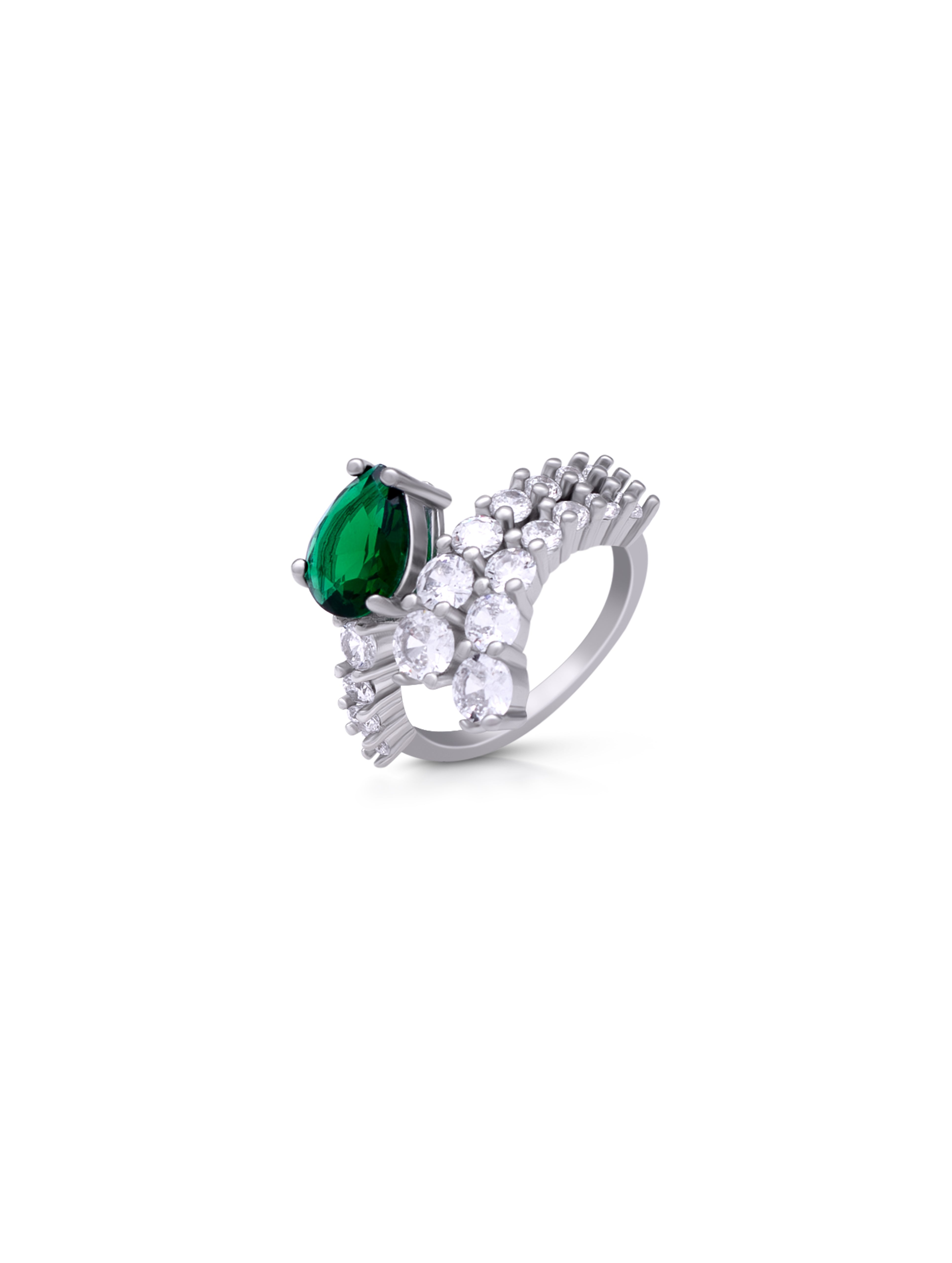 Luxury Sterling Silver Green Stone Ring