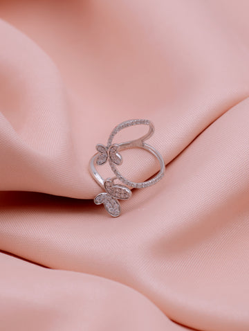 Open-Ended Butterfly Ring with White Swarovski Zircon