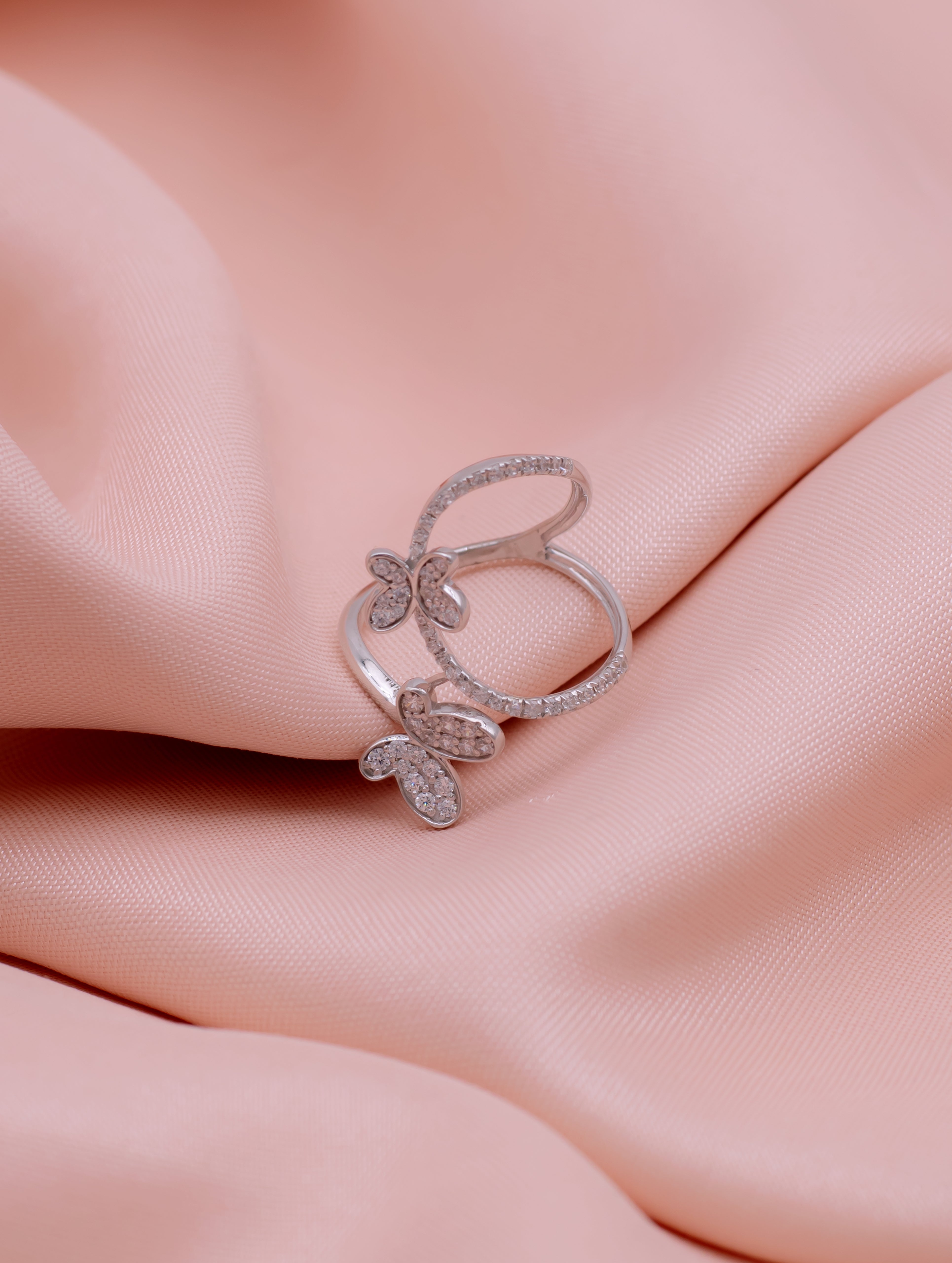 Open-Ended Butterfly Ring with White Swarovski Zircon