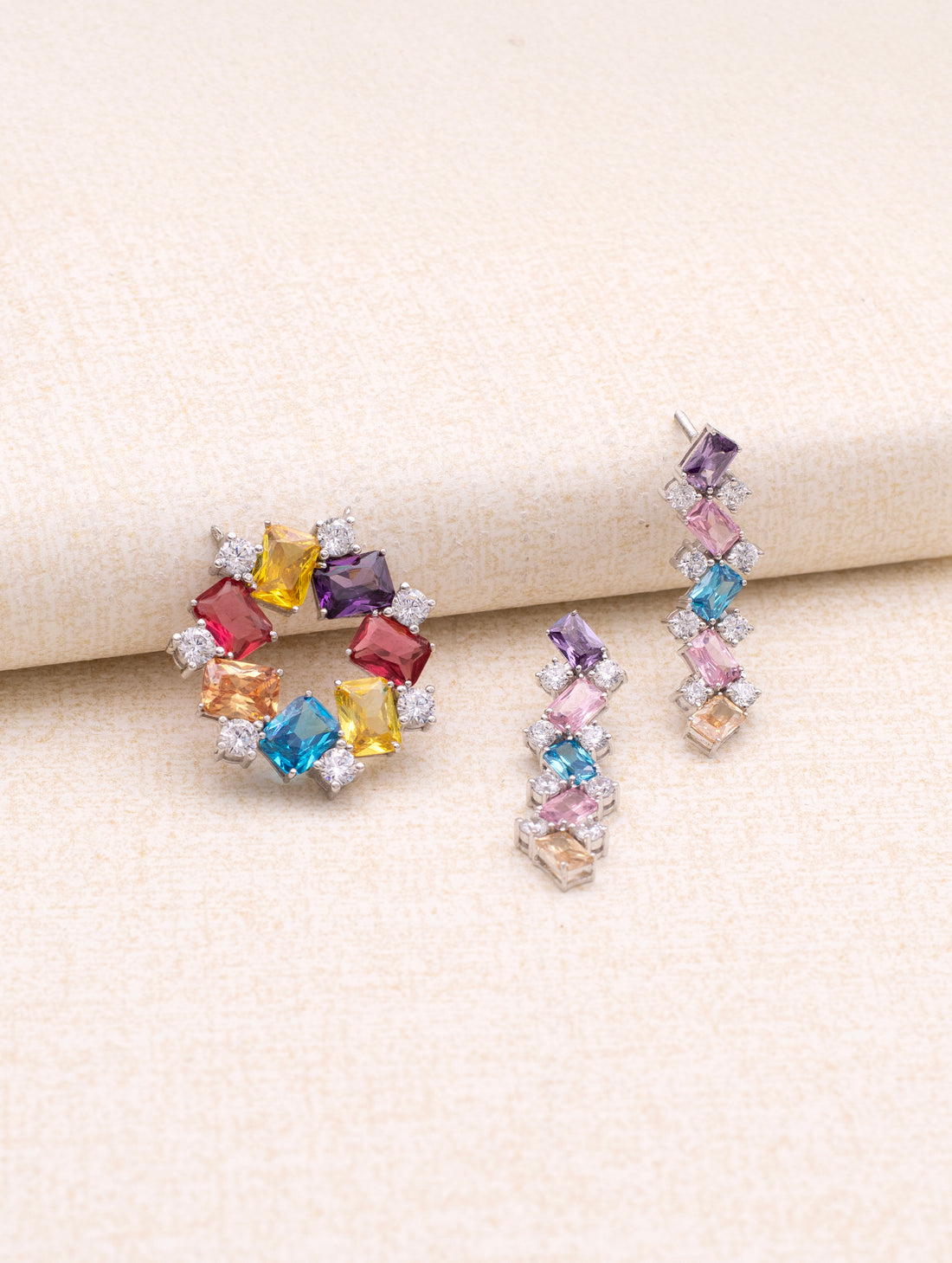 Radiant Harmony 925 Silver Pendant Set with Multi-Colored Semi-Precious Stones