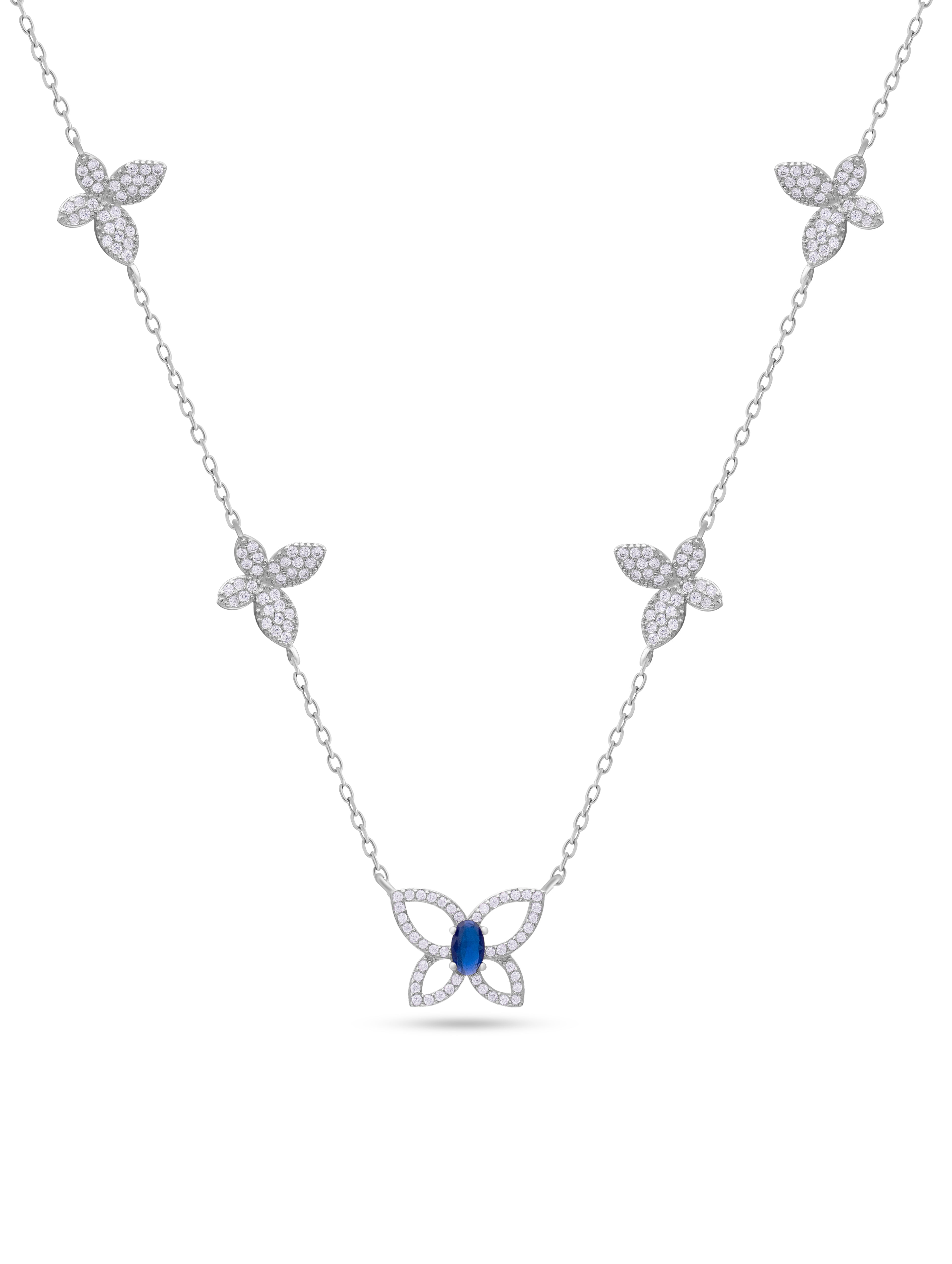 Blue Butterfly Silver Chain