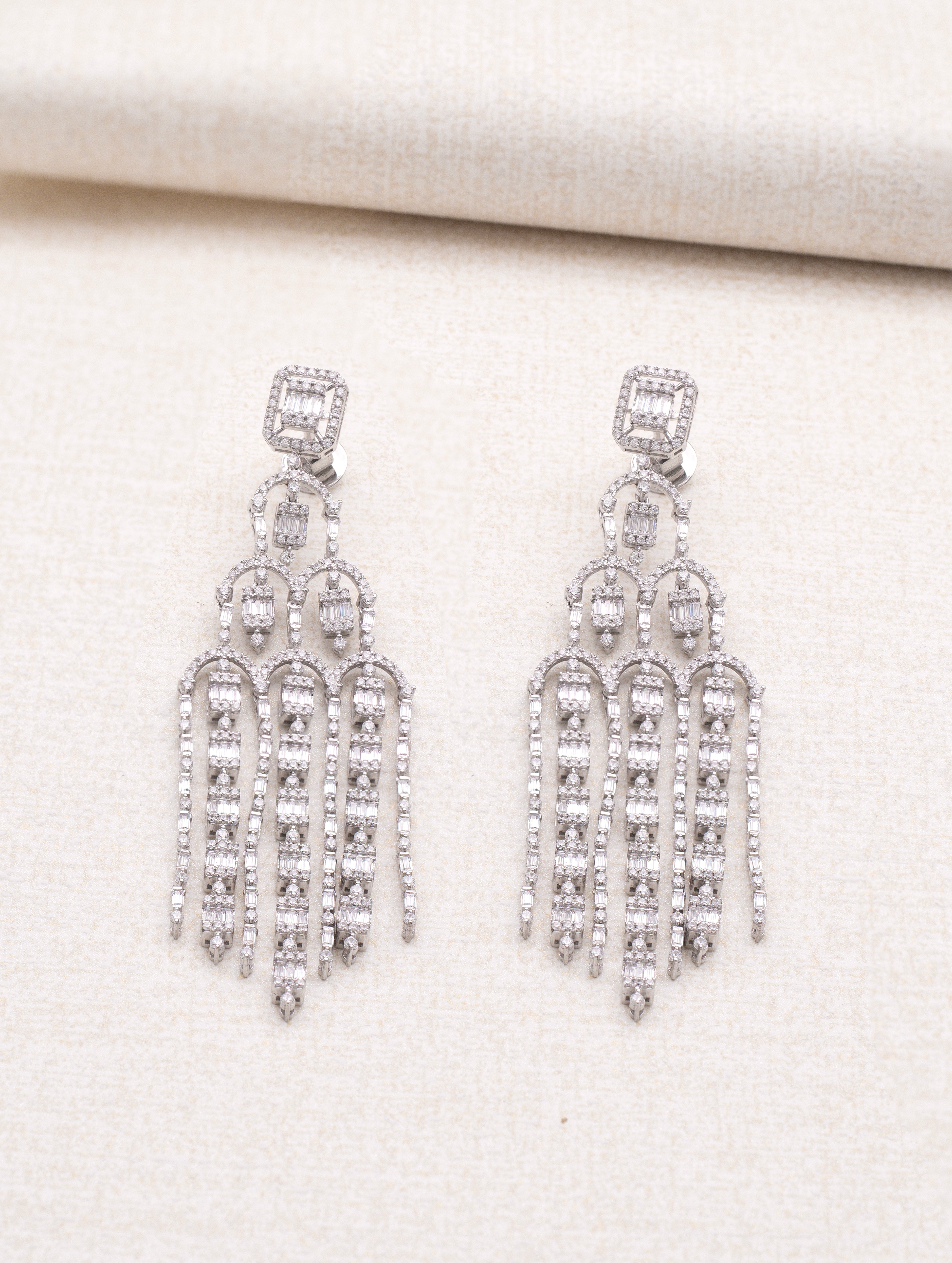 Celestial Grace 925 Silver White Swarovski Stone Dangler Earrings