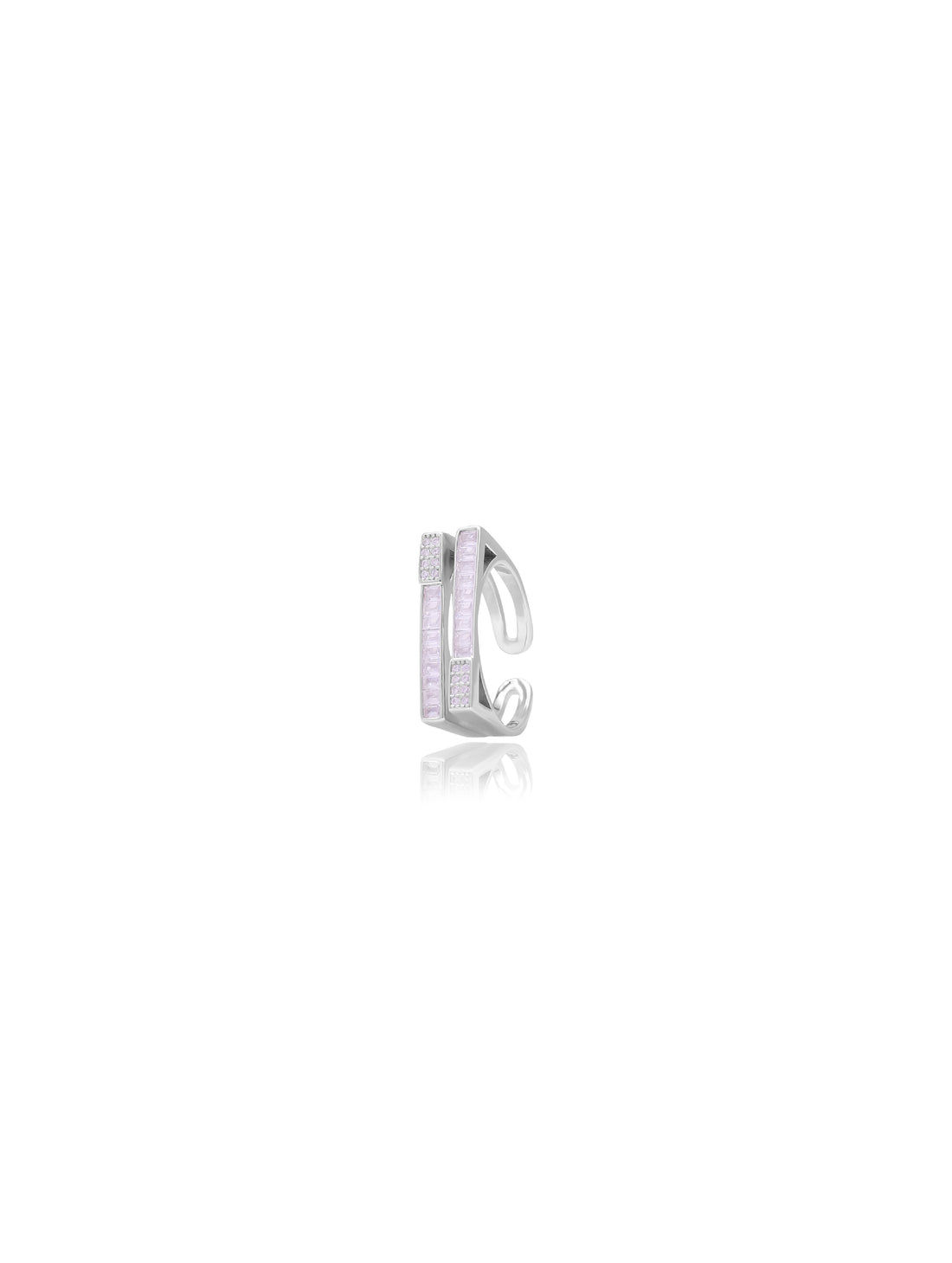 Silver Twin-Line Zircon Ring