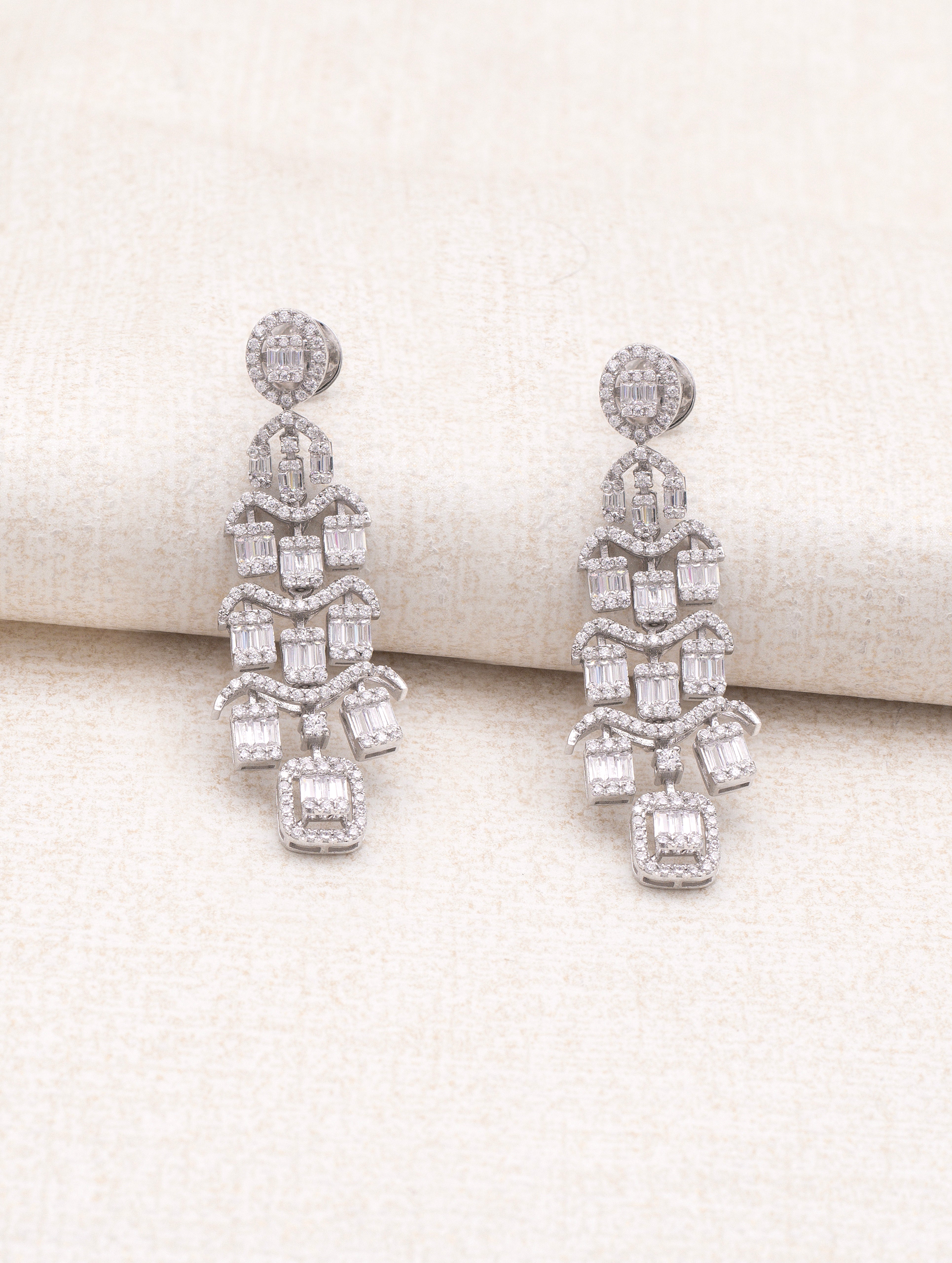 Timeless Grace 925 Silver Chandelier Long Earrings