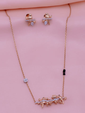 Bird Motif Gold-Tone Silver Necklace & Earrings Set