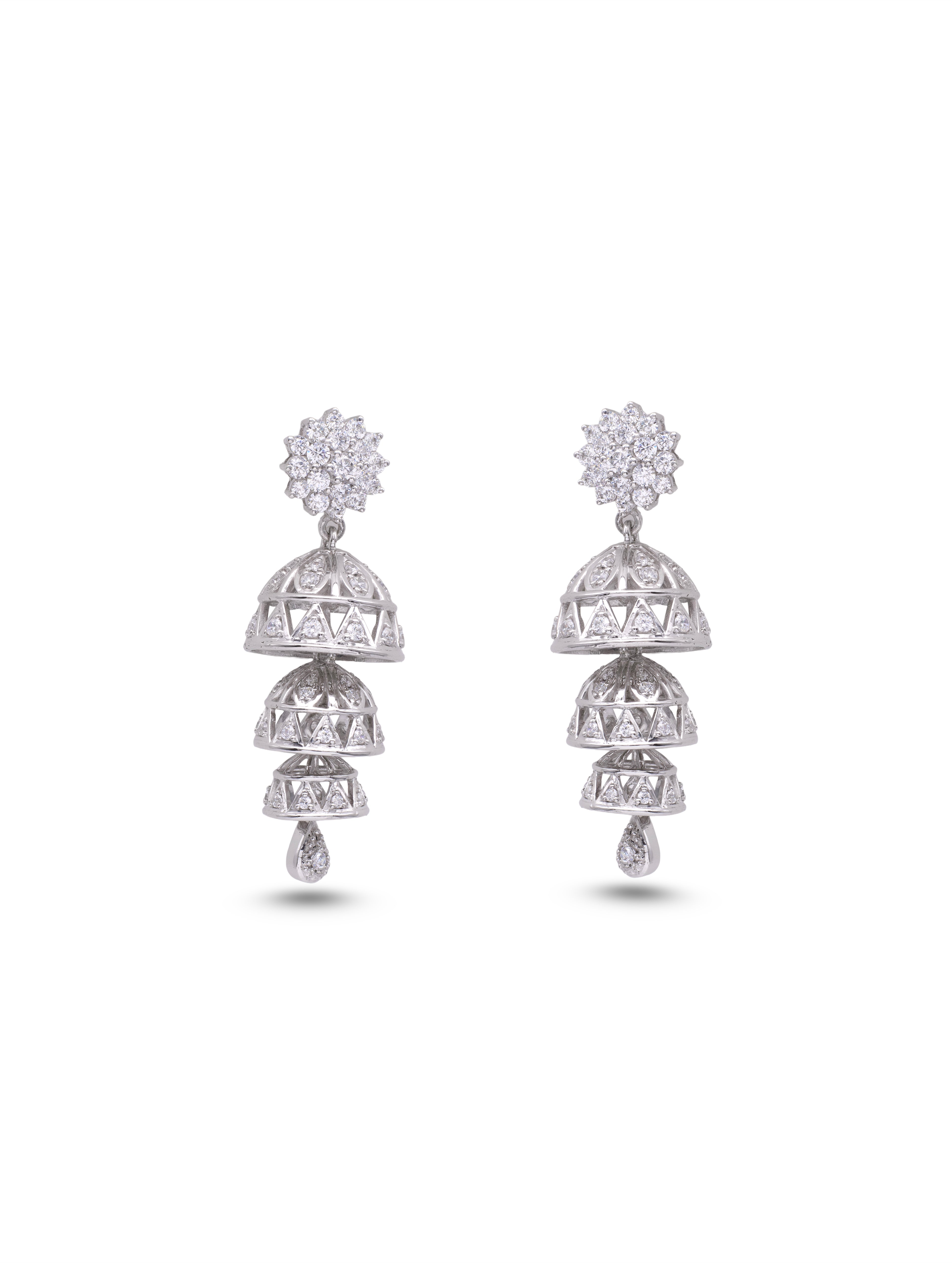 Trio Shine 925 Silver Three-Layer Bali Earrings