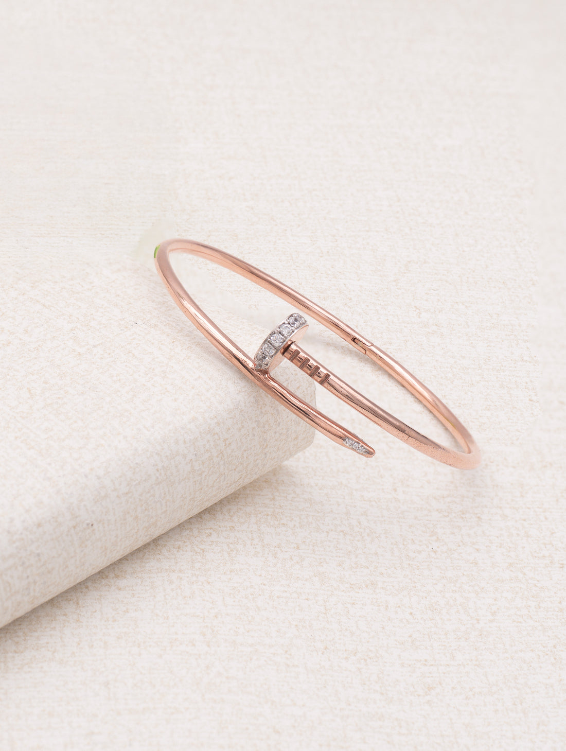 Rose Radiance 925 Silver Rose Gold Openable Kada Bracelet with Circle Motif
