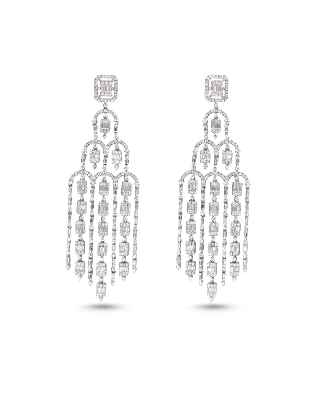 Celestial Grace 925 Silver White Swarovski Stone Dangler Earrings