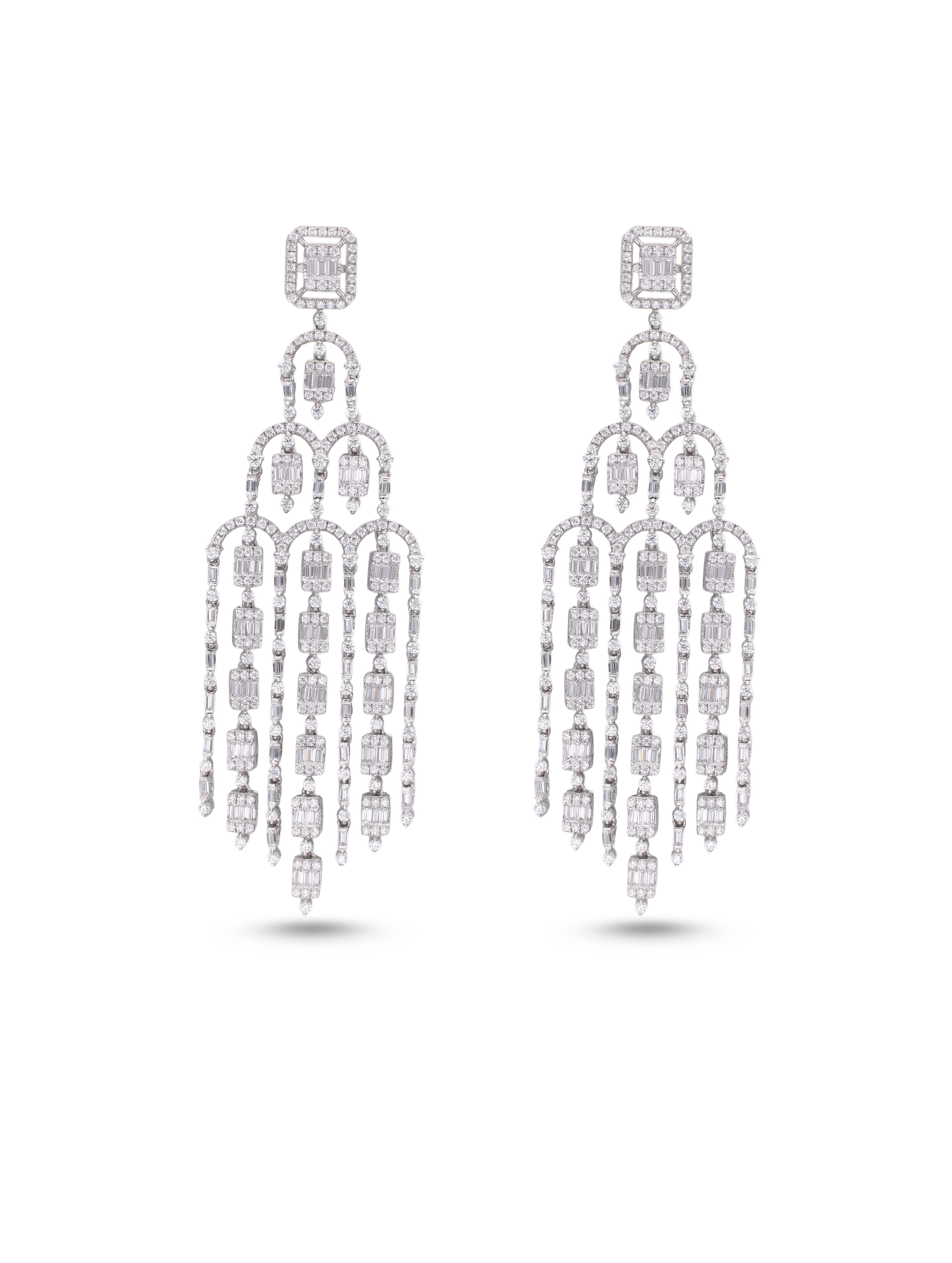 Celestial Grace 925 Silver White Swarovski Stone Dangler Earrings