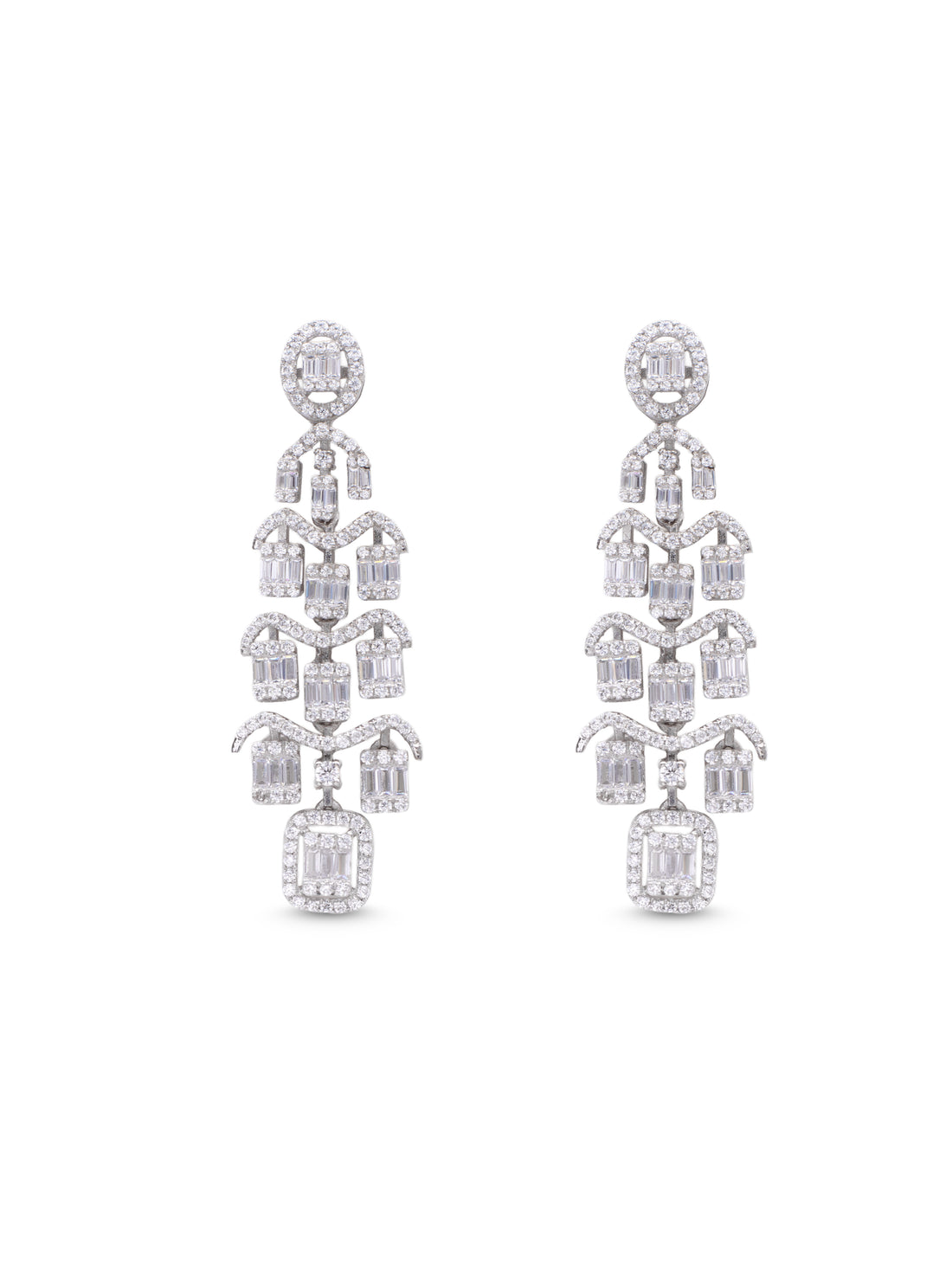 Timeless Grace 925 Silver Chandelier Long Earrings